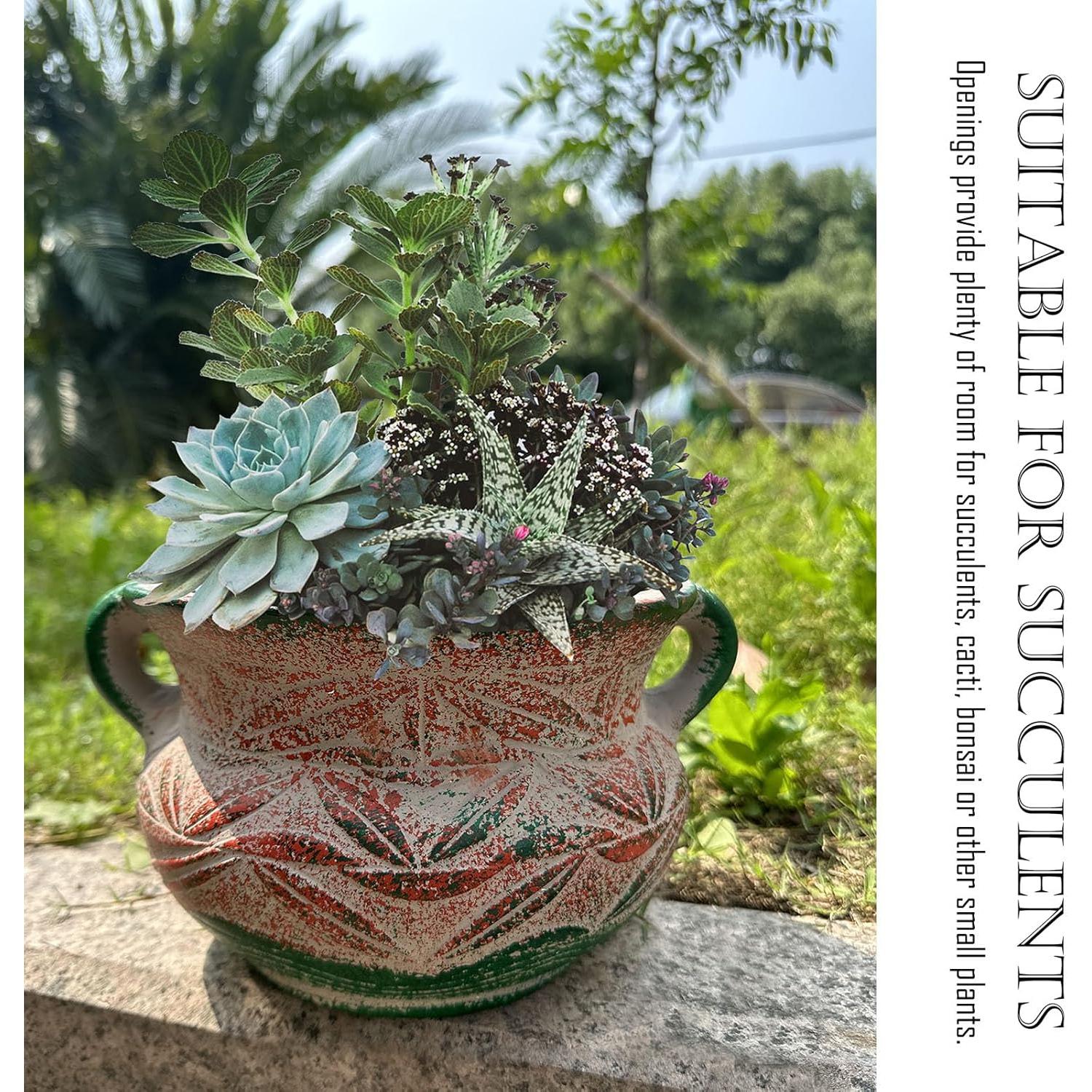 Maceta Cerámica Bohemia con Drenaje 16cm para Suculentas