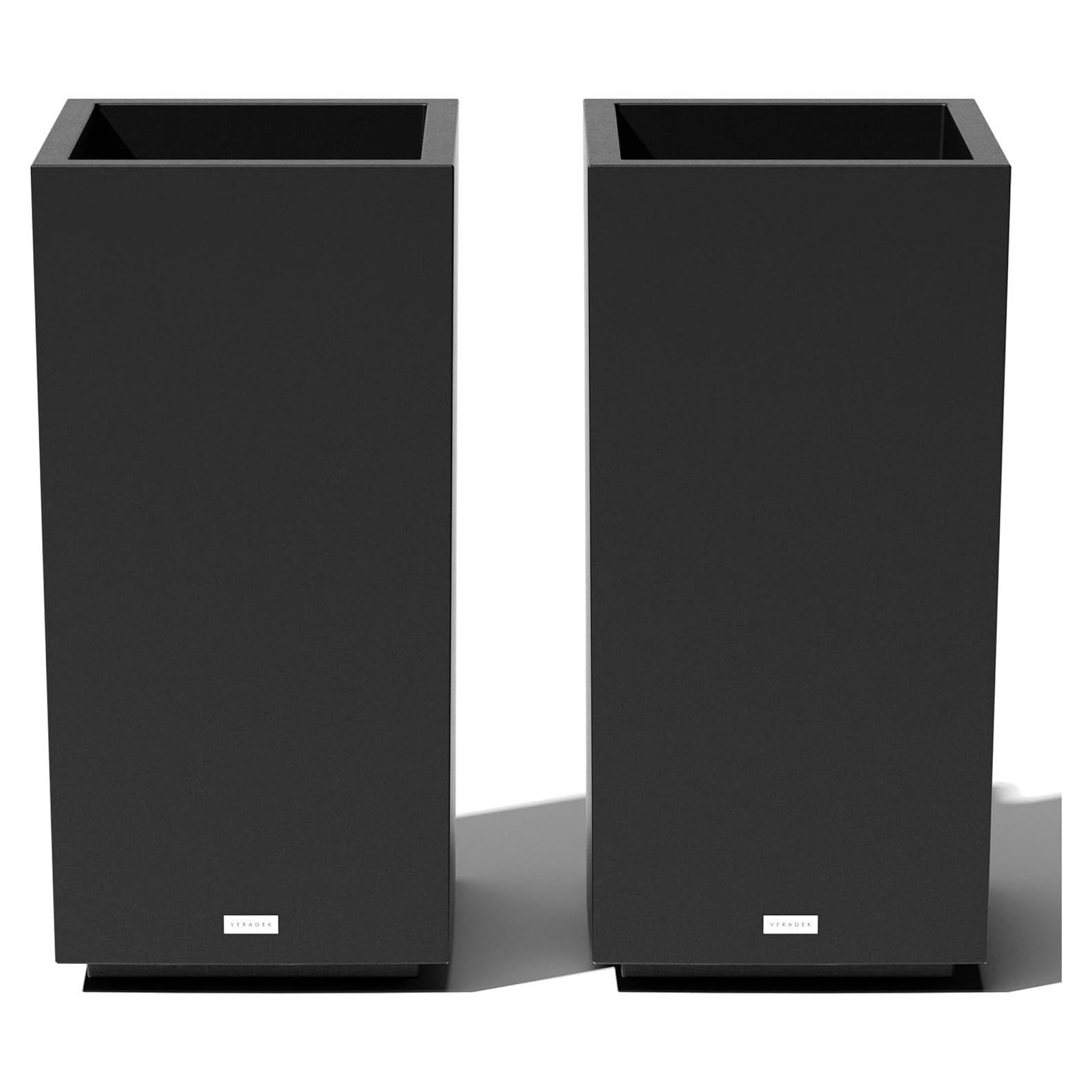 Macetero Pedestal Veradek Block 81.3 cm Negro - Paquete de 2