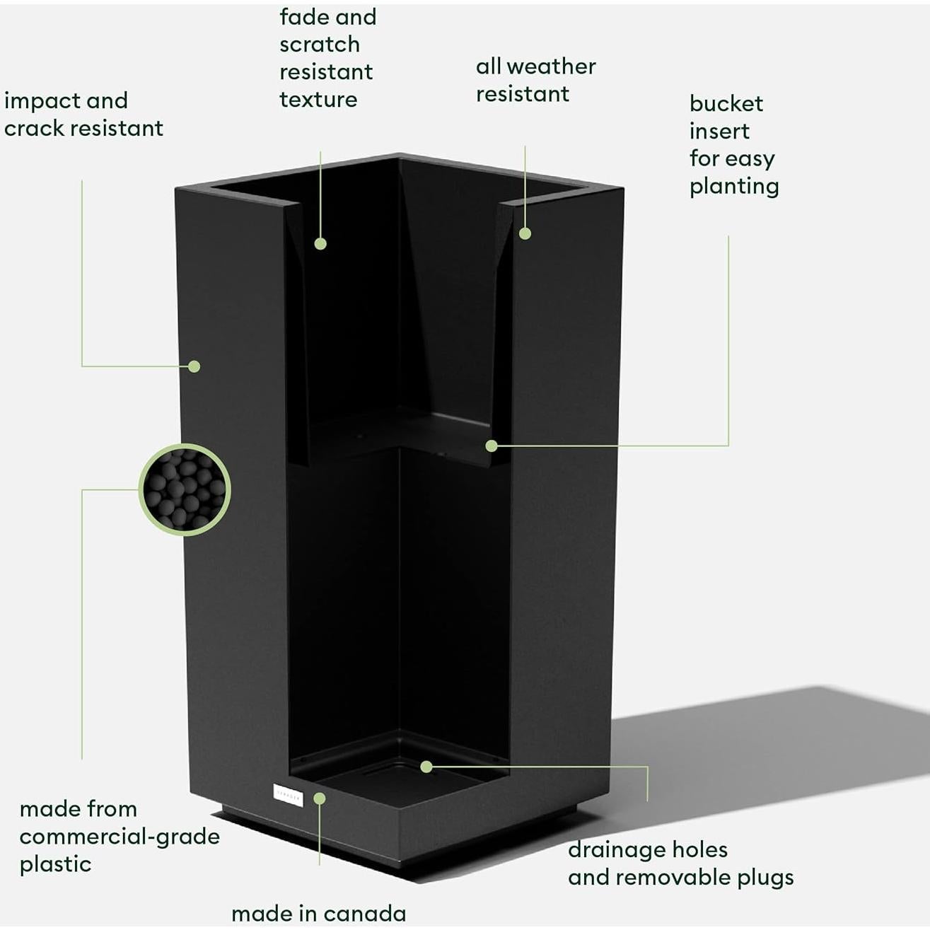 Macetero Pedestal Veradek Block 81.3 cm Negro - Paquete de 2