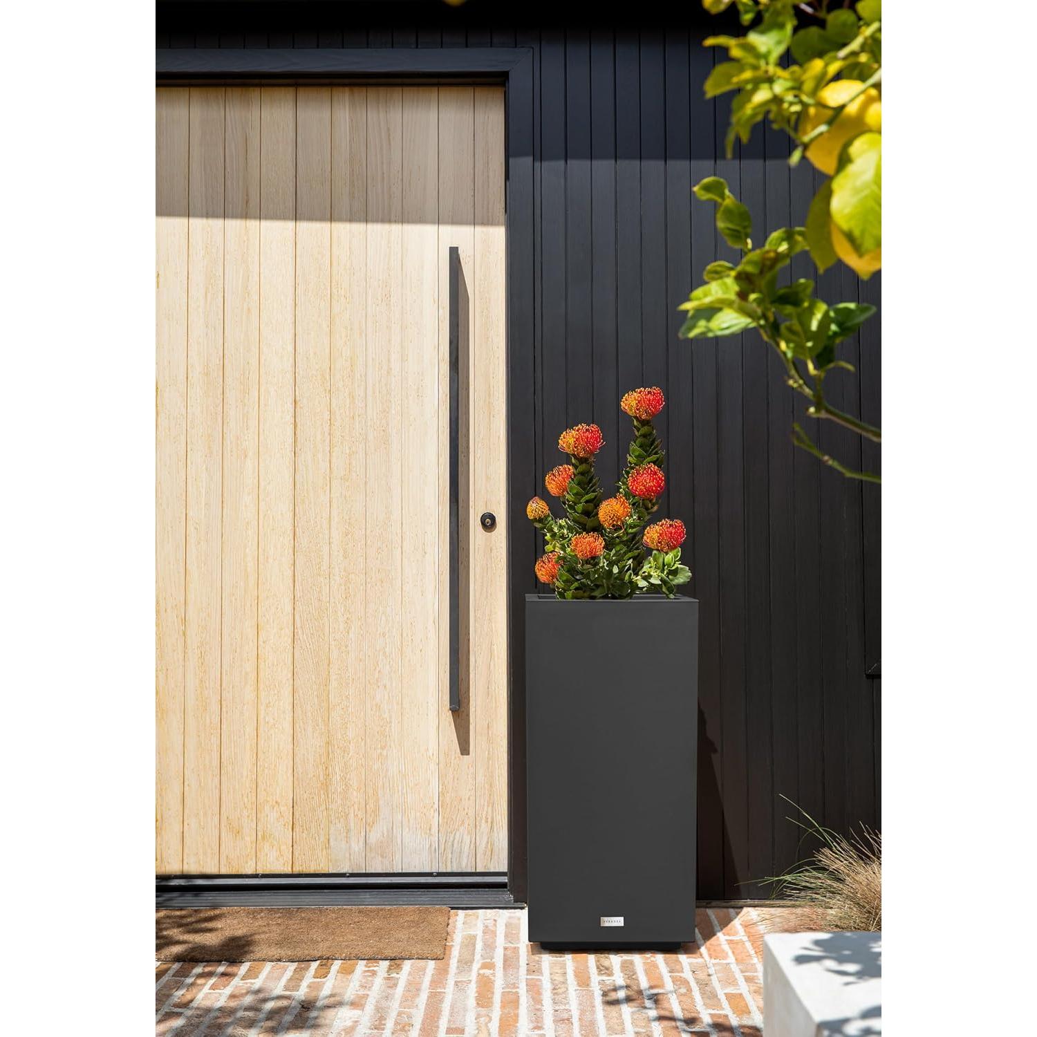 Macetero Pedestal Veradek Block 81.3 cm Negro - Paquete de 2