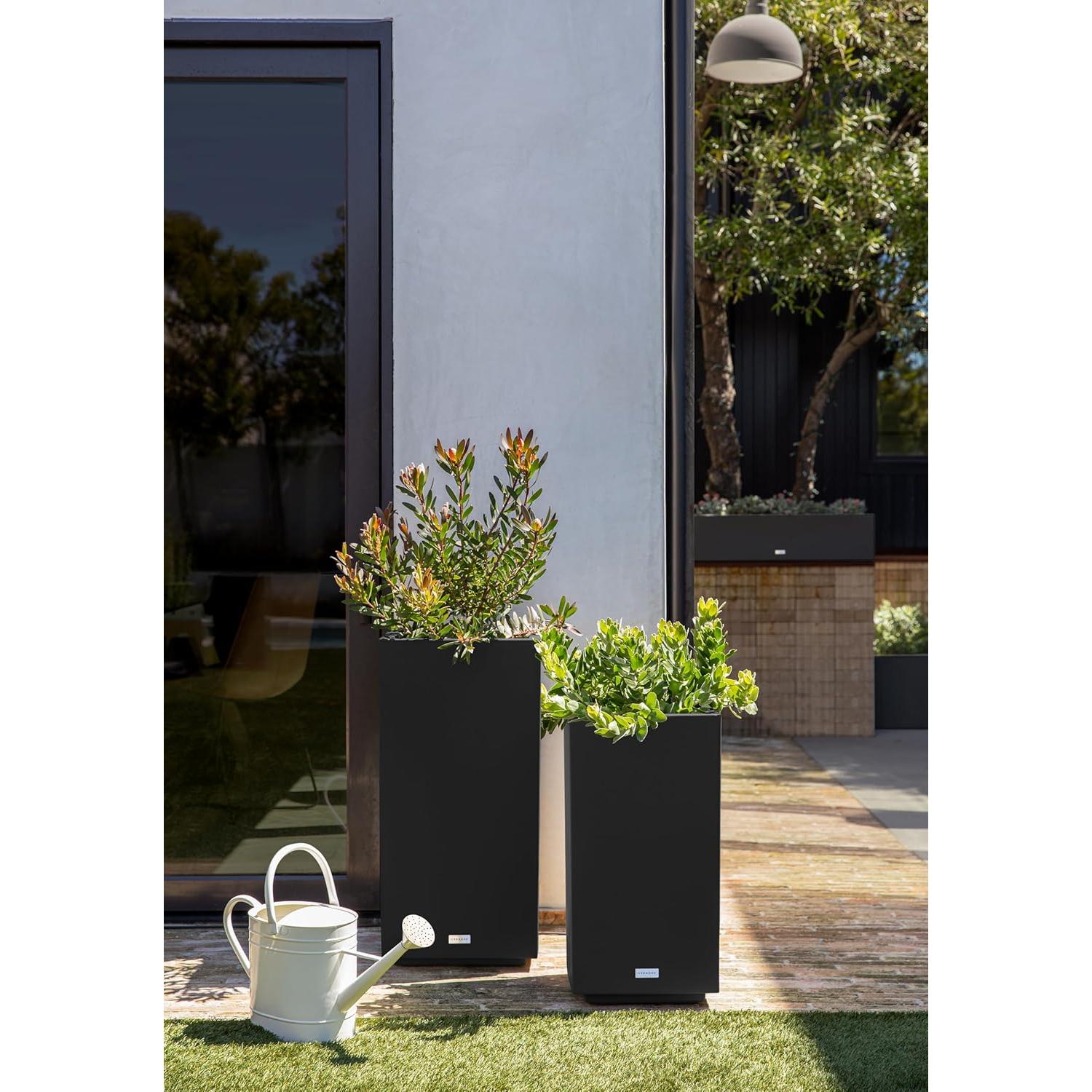 Macetero Pedestal Veradek Block 81.3 cm Negro - Paquete de 2