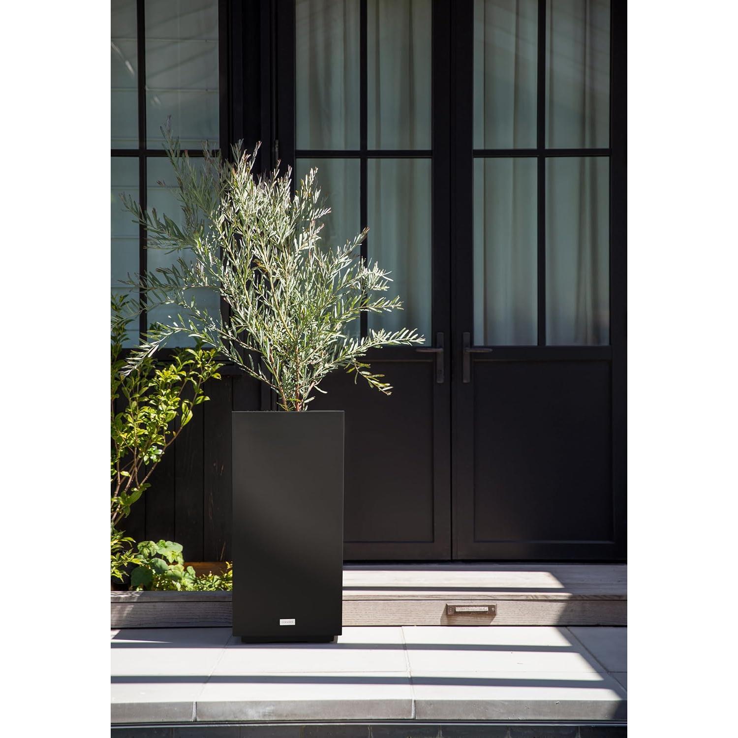 Macetero Pedestal Veradek Block 81.3 cm Negro - Paquete de 2