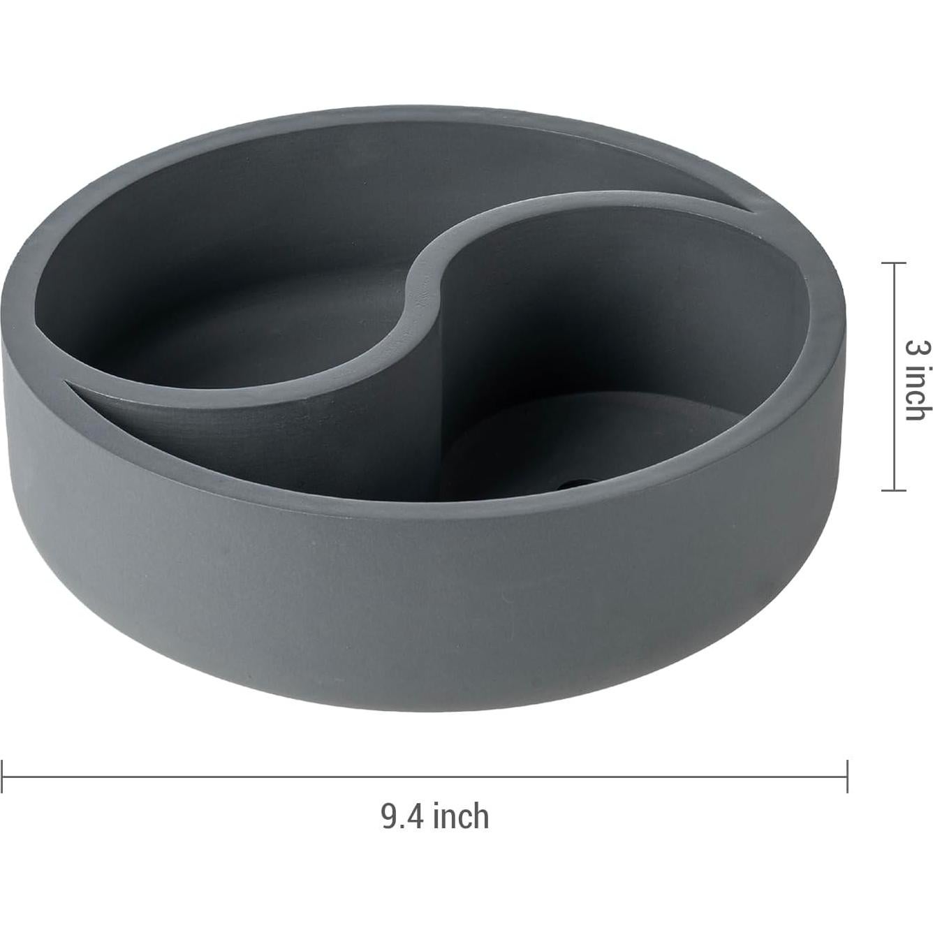 Maceta Yin Yang de Concreto Gris MyGift 24.1 cm Drenaje