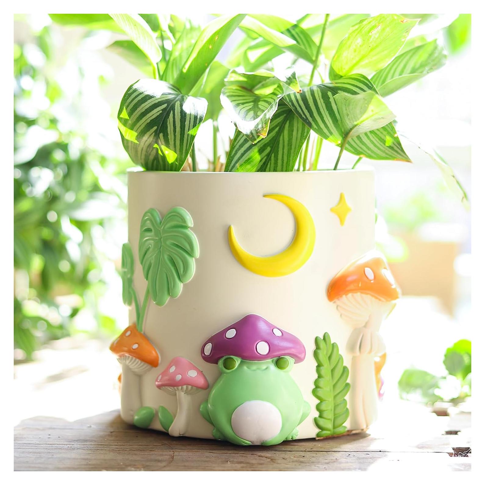 Maceta de Jardín GUGUGO Rana Colorida con Drenaje 12.7 cm