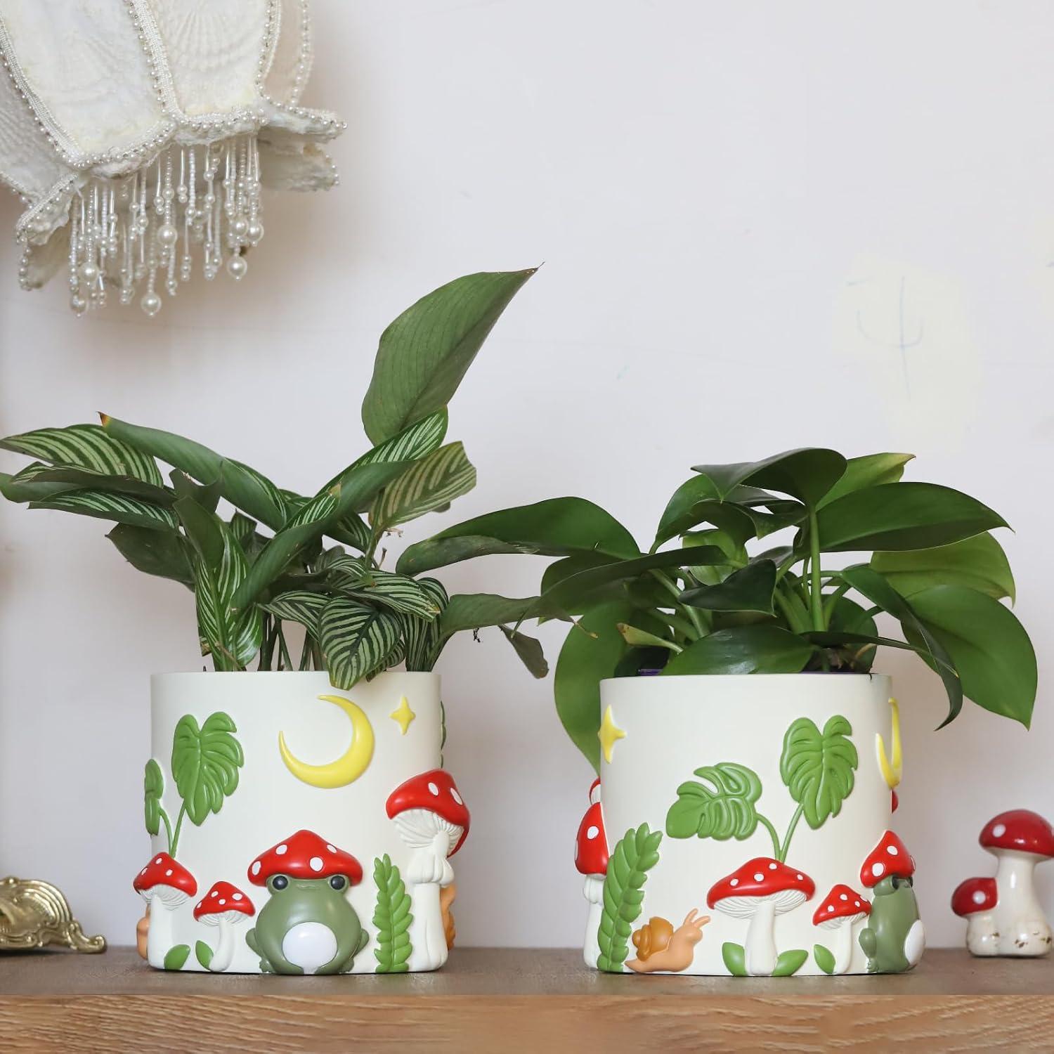 Maceta de Jardín GUGUGO Rana Colorida con Drenaje 12.7 cm