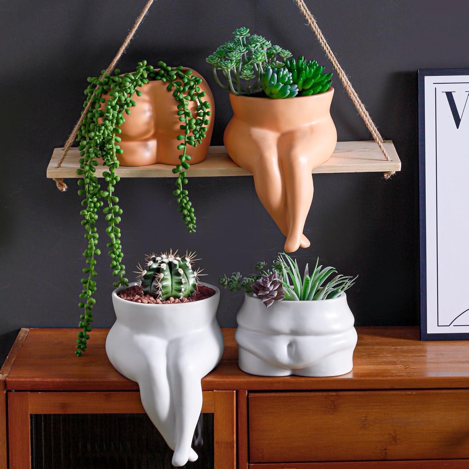 Maceta de Cerámica Misijuer en Forma de Cuerpo con Drenaje