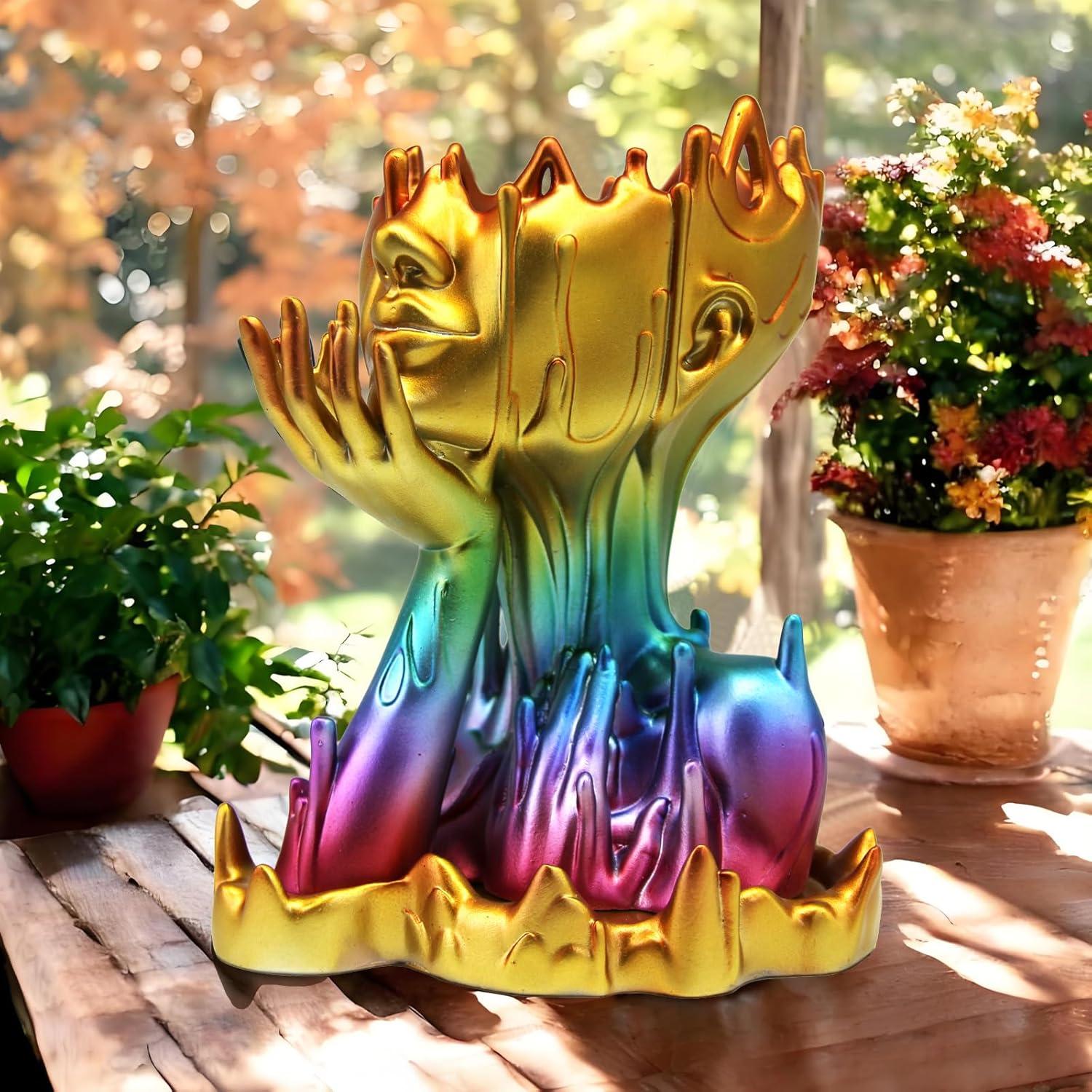 Maceta de Resina Arcoíris Poranlem Mujer Derretida 18cm