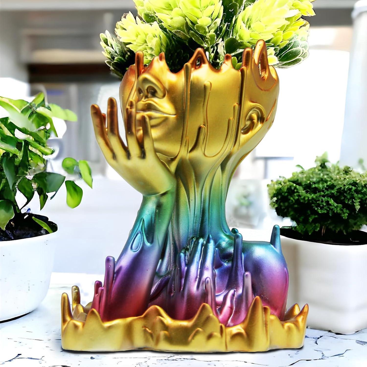 Maceta de Resina Arcoíris Poranlem Mujer Derretida 18cm