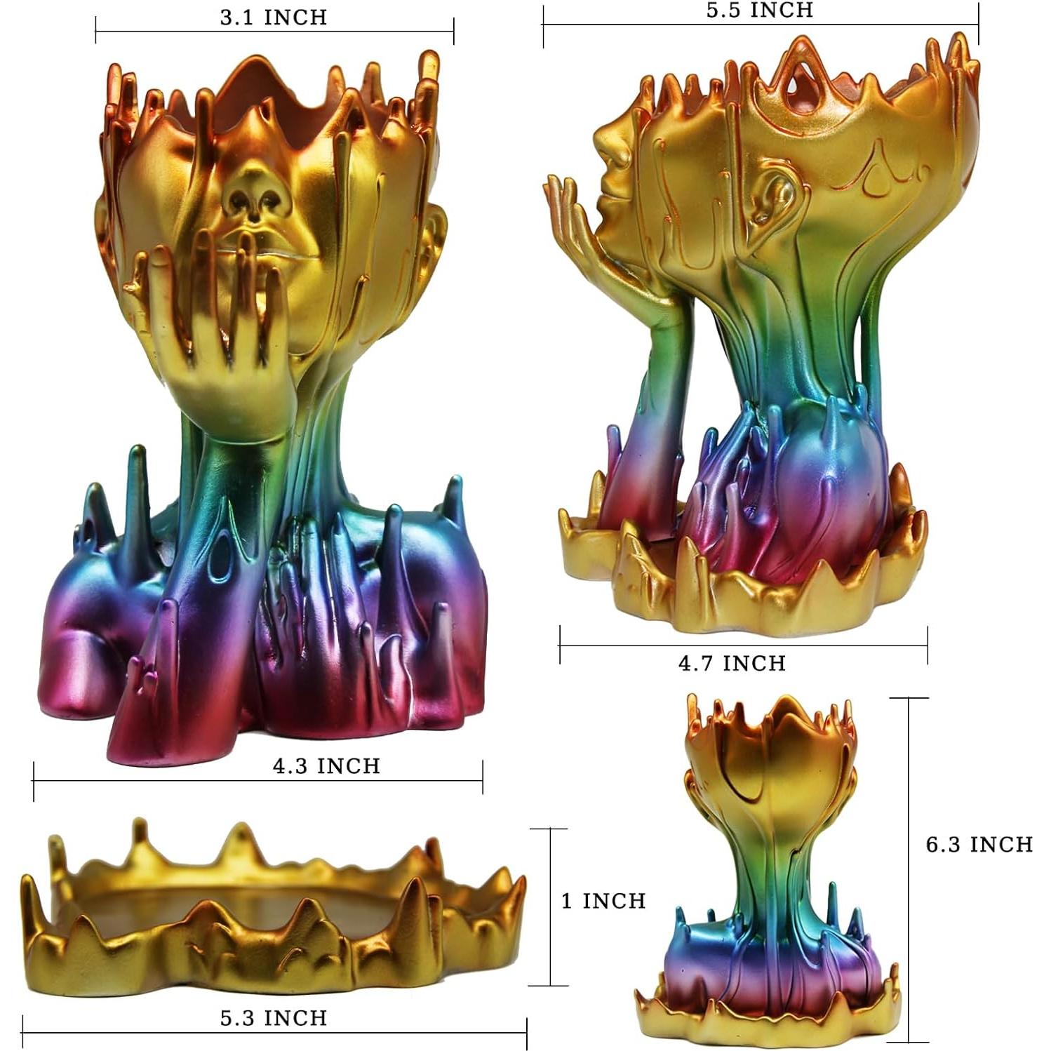 Maceta de Resina Arcoíris Poranlem Mujer Derretida 18cm