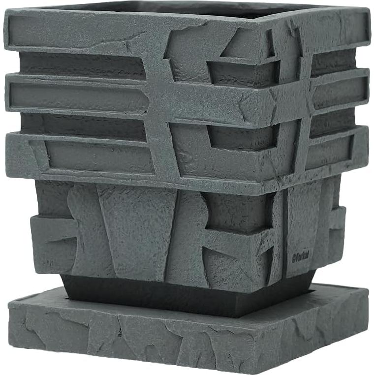 Maceta Cuadrada de Resina Forkai 13.5 cm con Drenaje
