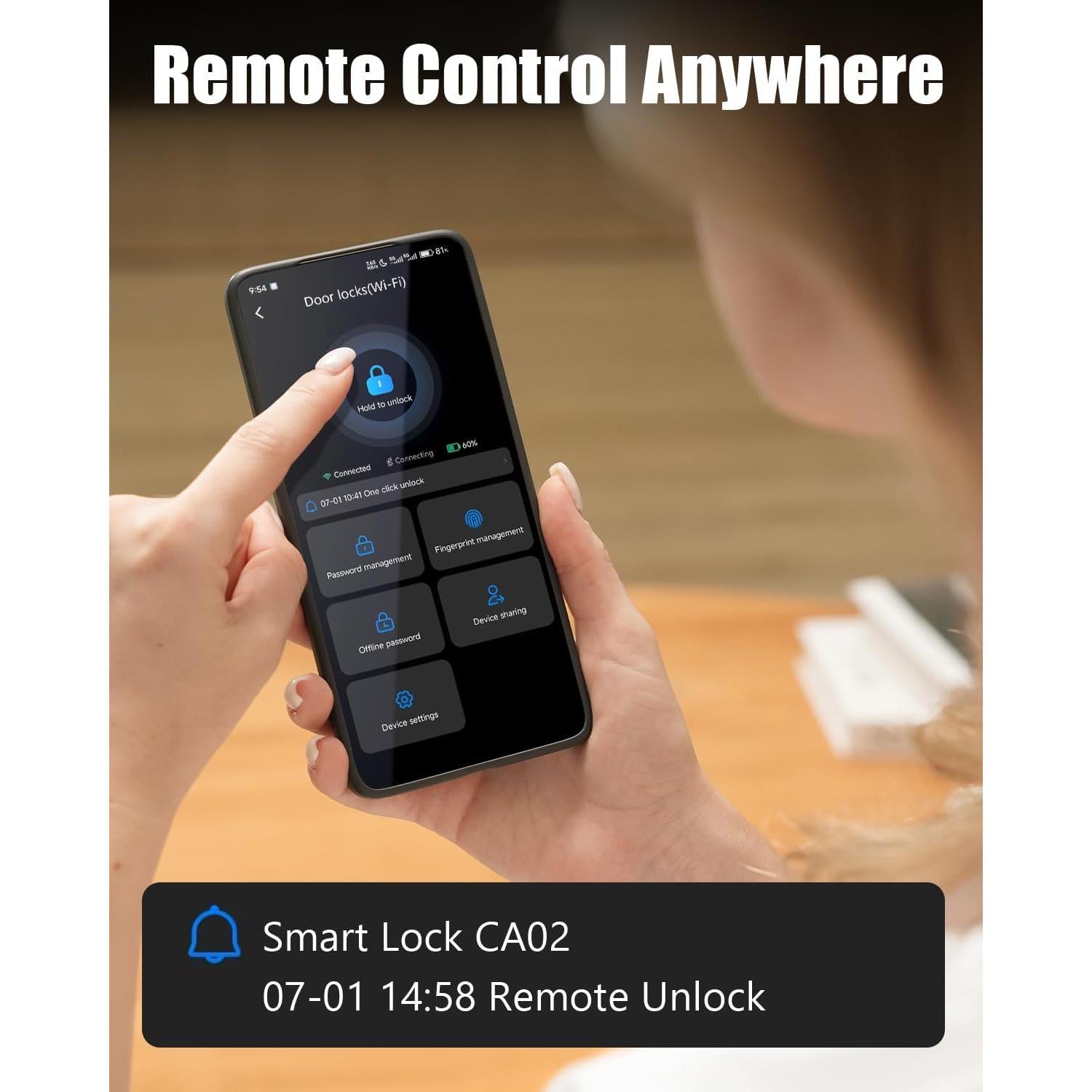 Cerradura Inteligente YHV CA-02 Biométrica con Control Remoto