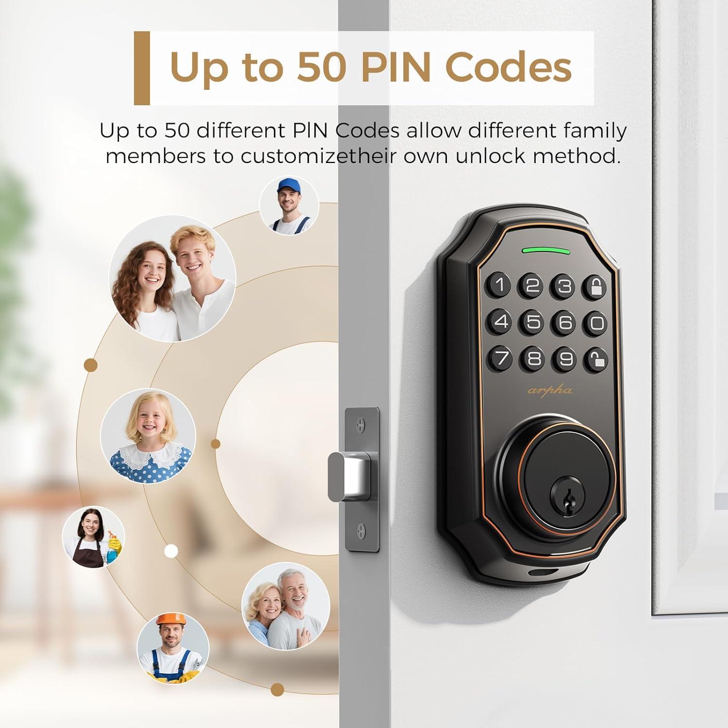 Cerradura Inteligente Sin Llave ARPHA D180 con Teclado y 50 Códigos