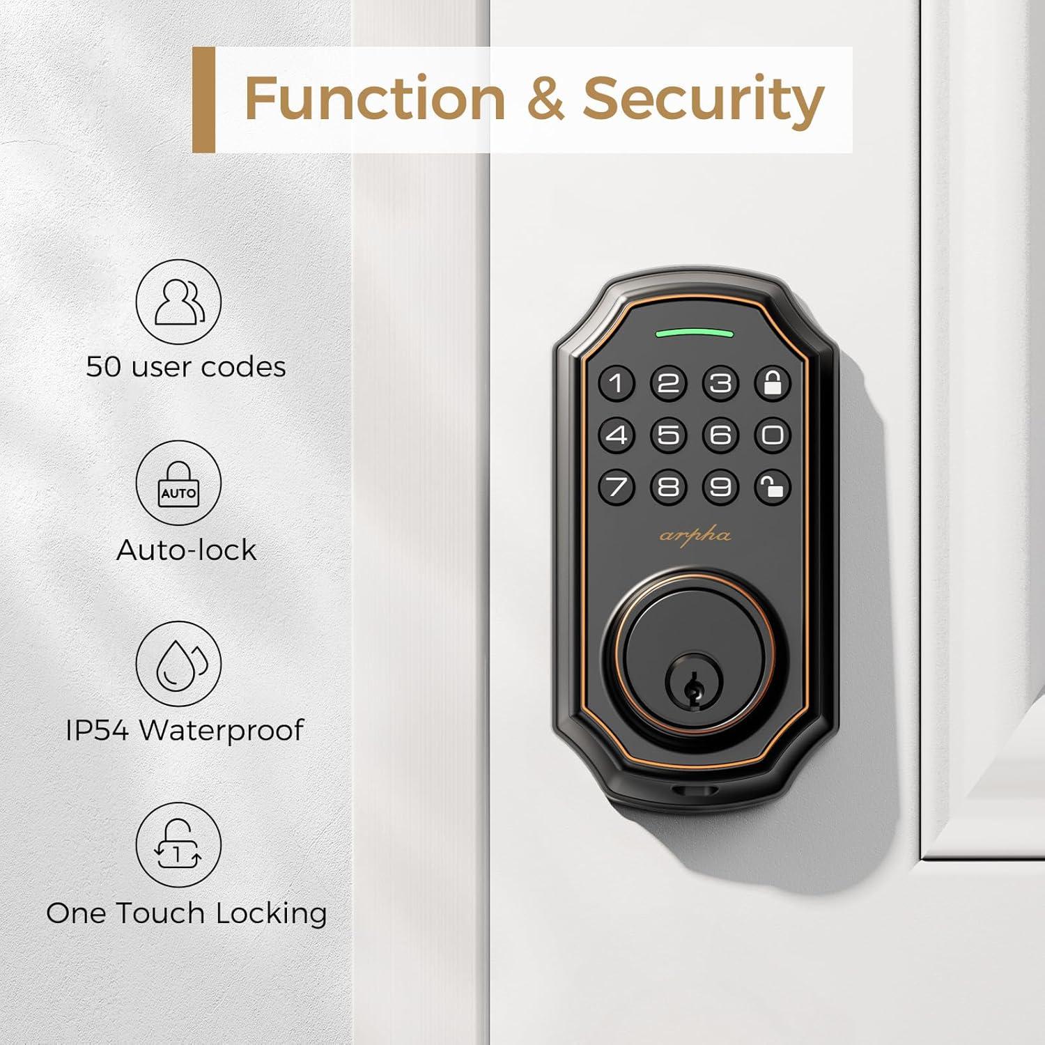 Cerradura Inteligente Sin Llave ARPHA D180 con Teclado y 50 Códigos