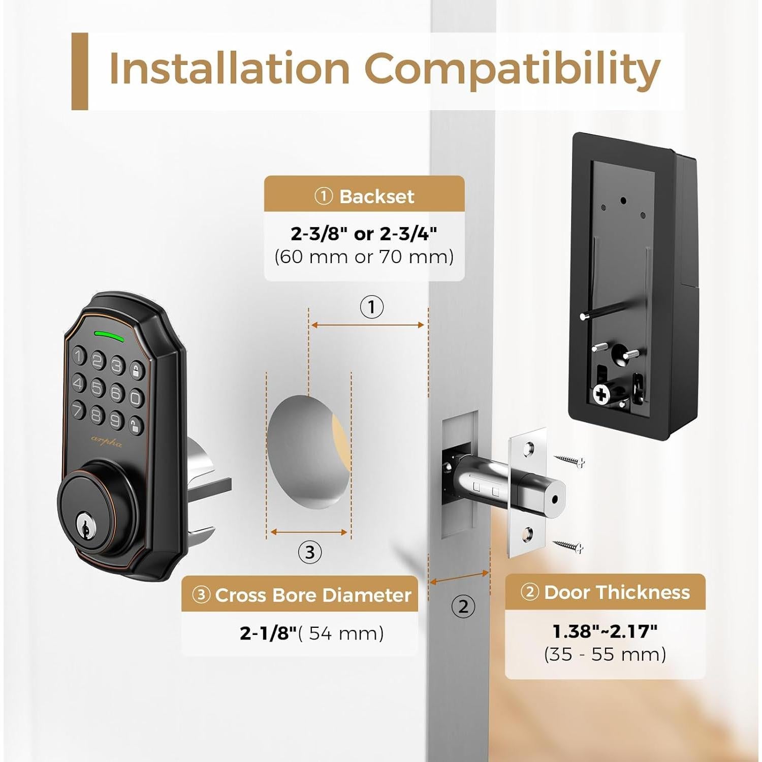 Cerradura Inteligente Sin Llave ARPHA D180 con Teclado y 50 Códigos