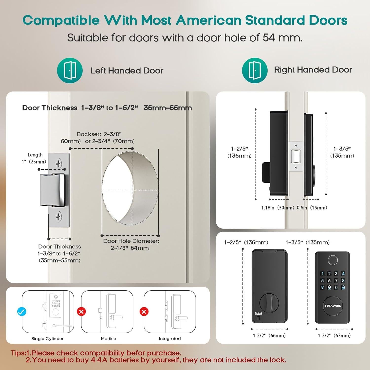 Cerradura Inteligente FUFADADE con Huella Dactilar y App