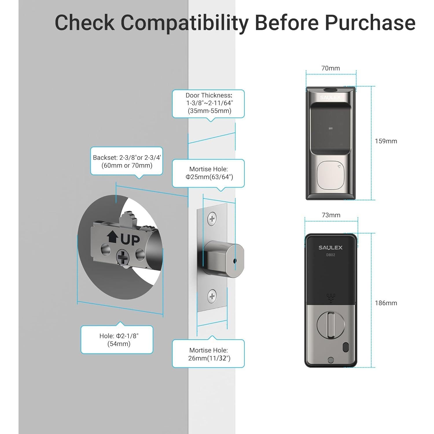 Cerradura Inteligente Saulex DB02 WiFi con Huella Dactilar 5-en-1