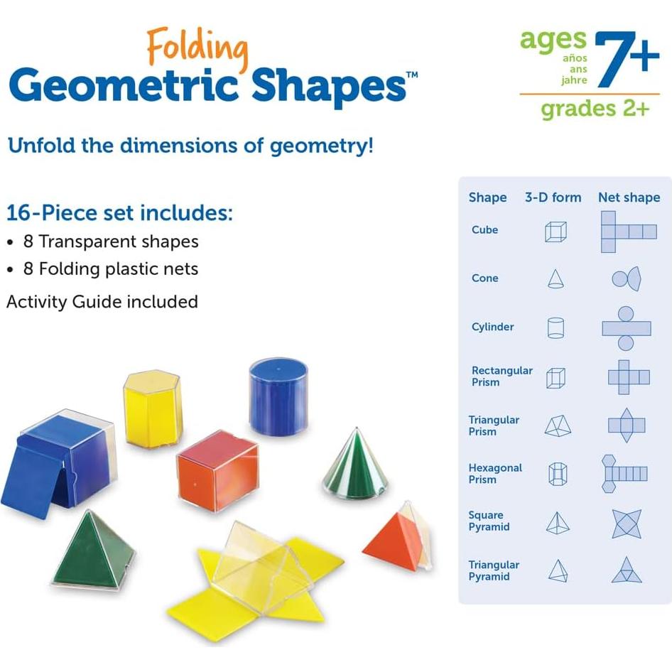 Conjunto de Formas Geométricas Plegables Recursos de Aprendizaje - 16 Piezas