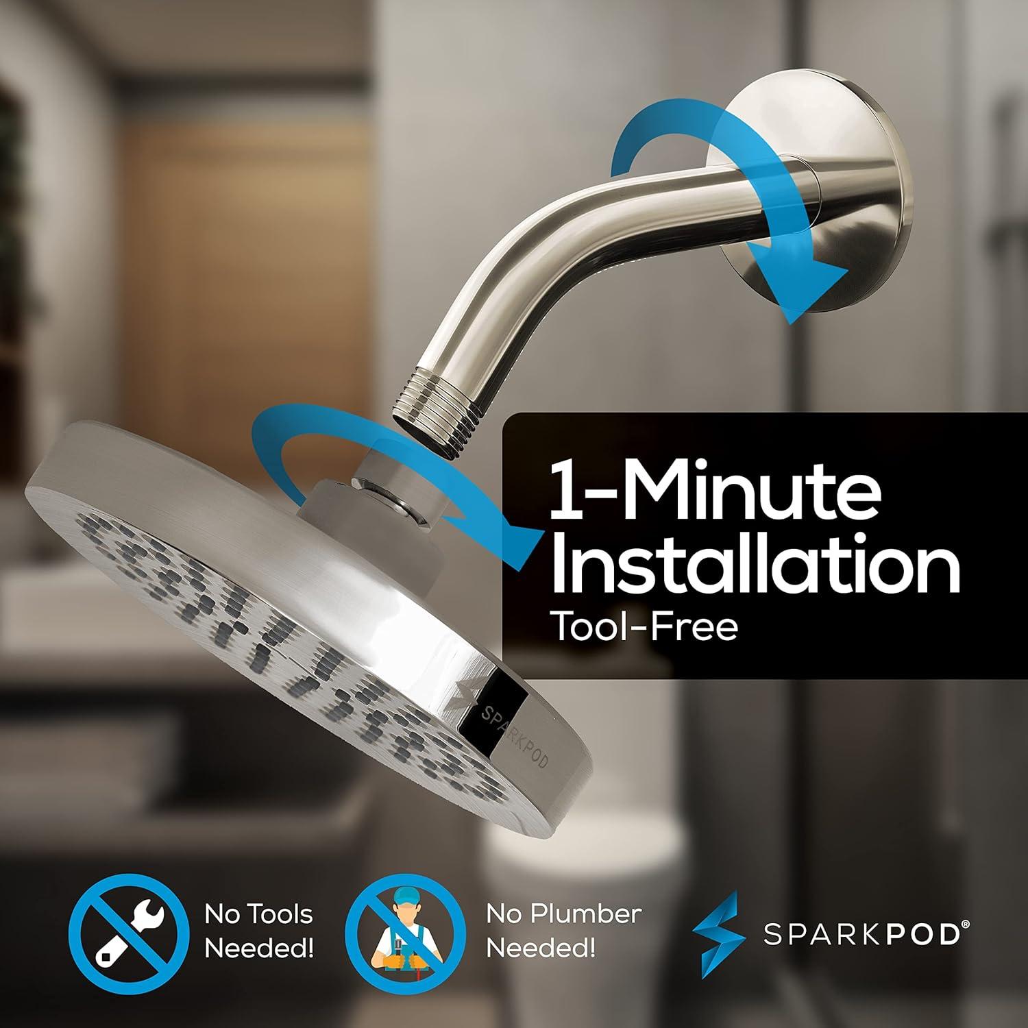 Cabezal de Ducha de Lluvia SparkPod 15.24 cm + Brazo 15.24 cm