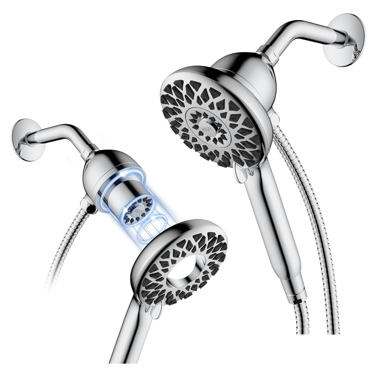 Cabezal de Ducha Aonebath 2-en-1 Cromo con 6 Modos de Rocío