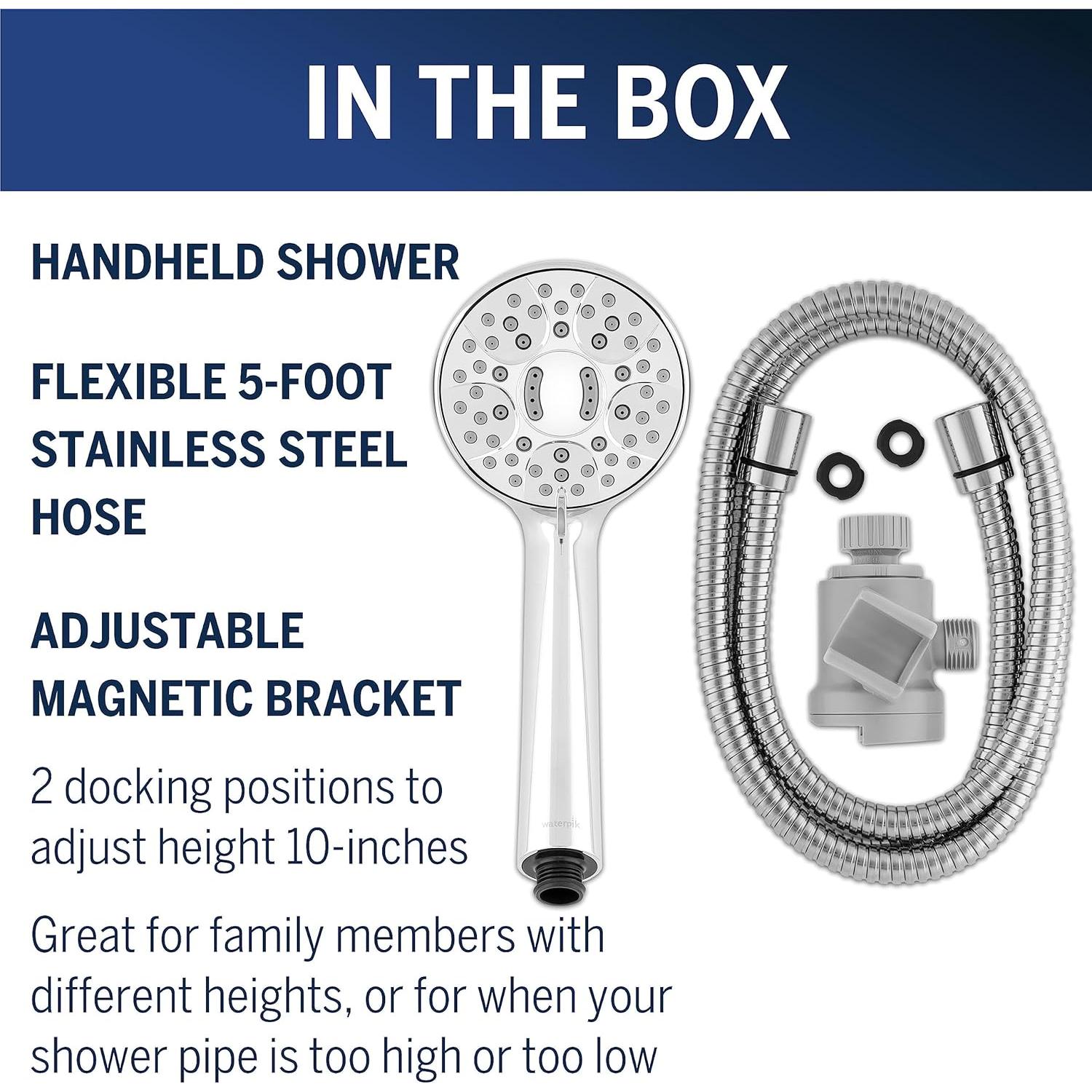 Cabezal de Ducha de Mano Waterpik QMK-753ME Ajustable 7 Modos