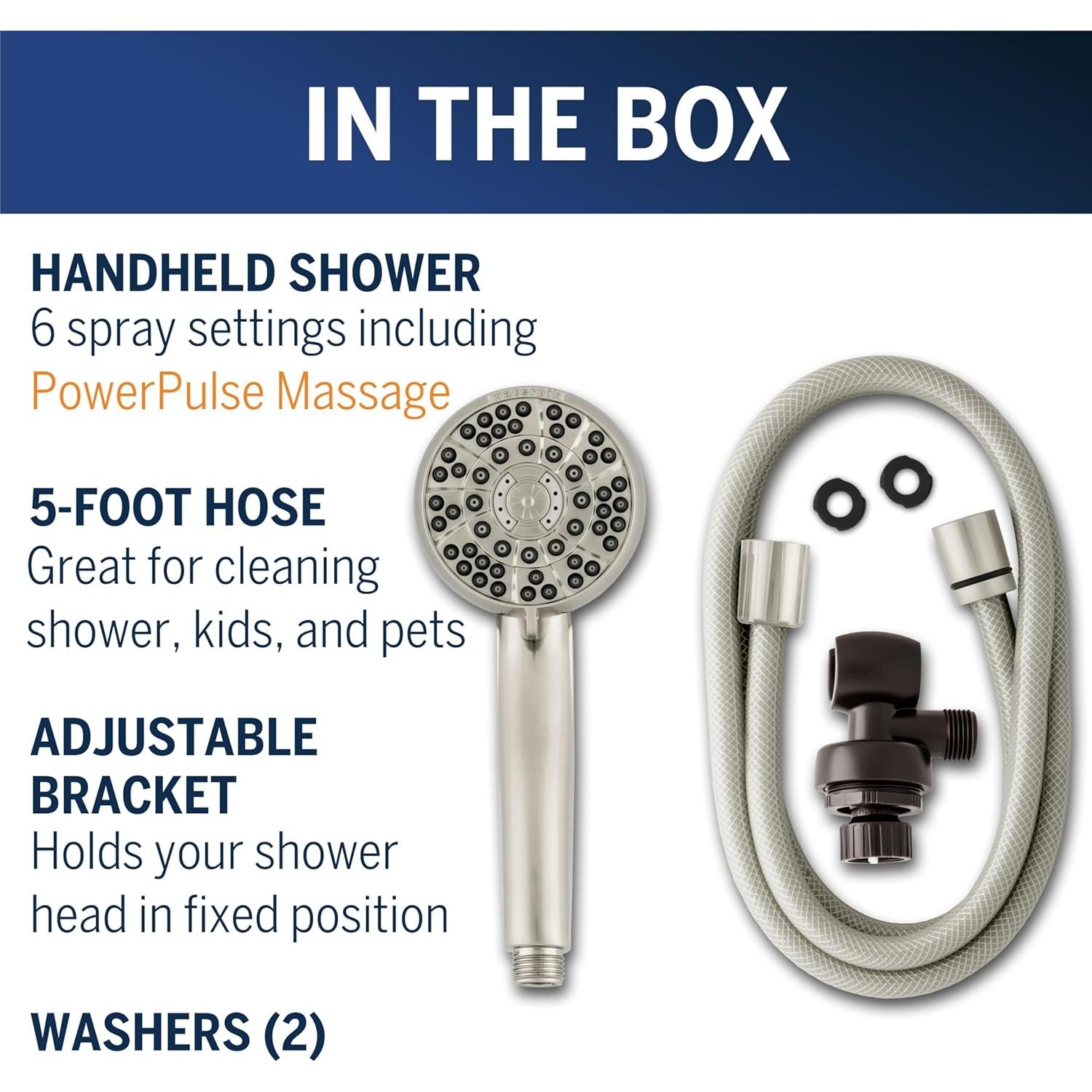 Cabezal de Ducha de Mano Waterpik XAS-649E 6 Modos Níquel Cepillado