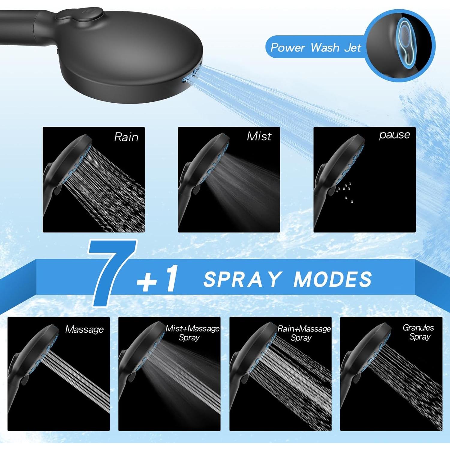 Cabezal de Ducha Filtrado VXV 8 Modos Alta Presión 12.7 cm