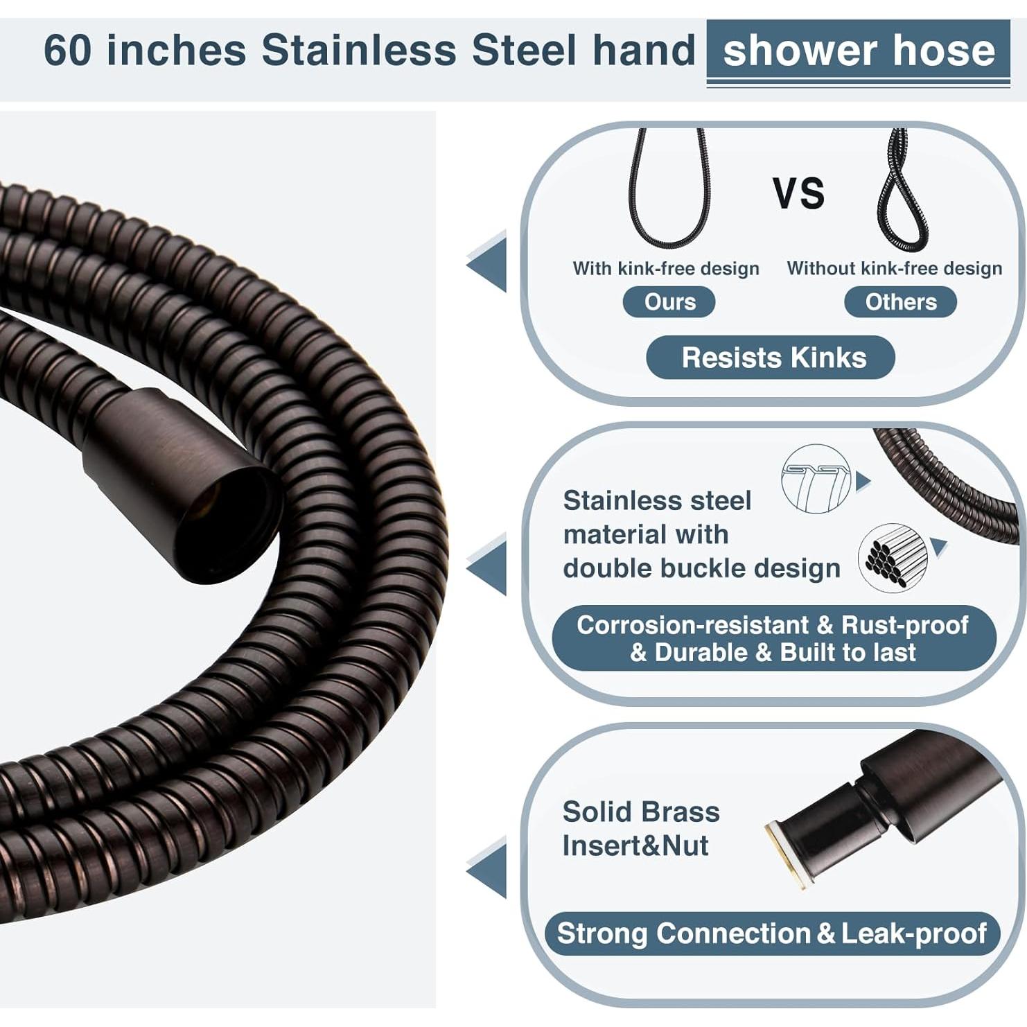 Cabezal de Ducha DUCHAS BRILLANTES 9 Funciones con Manguera 152.4 cm