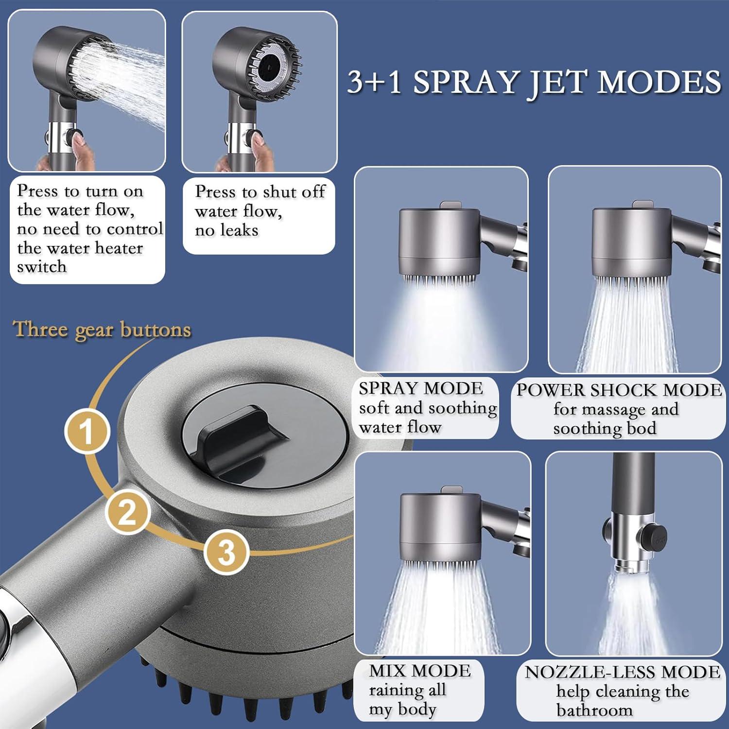 Ducha de Masaje Multifuncional Musibo HUASA1, 3 Modos, 120 cm