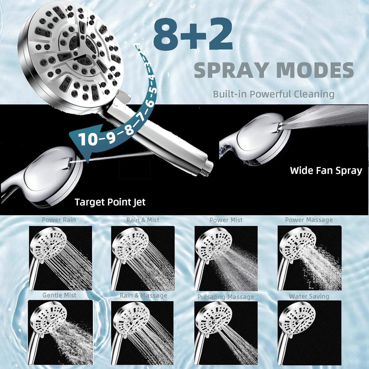 Cabezal de Ducha Filtrado N Kulals con Manguera 200 cm y 10 Modos