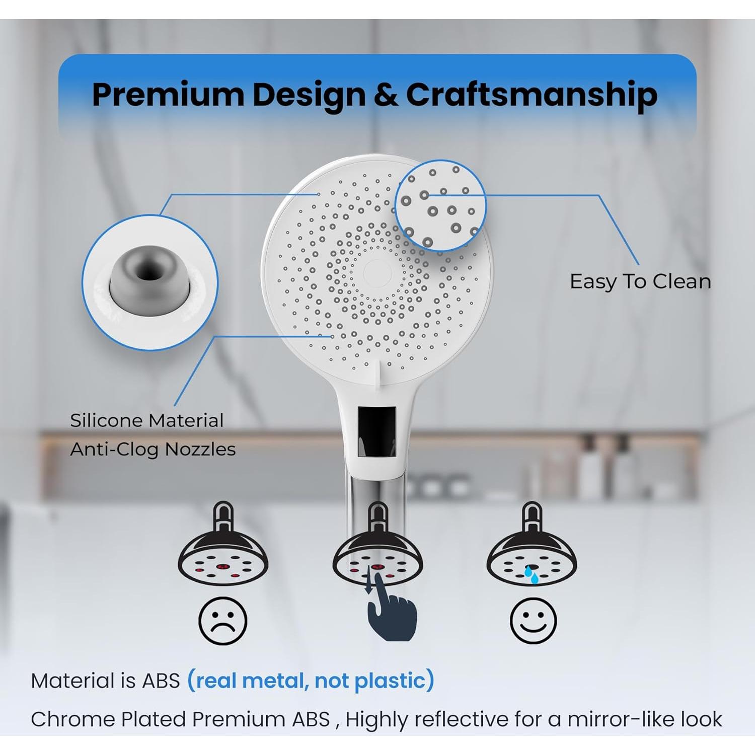 Cabezal de Ducha HERLUX Alta Presión LED 3 Modos Cromo
