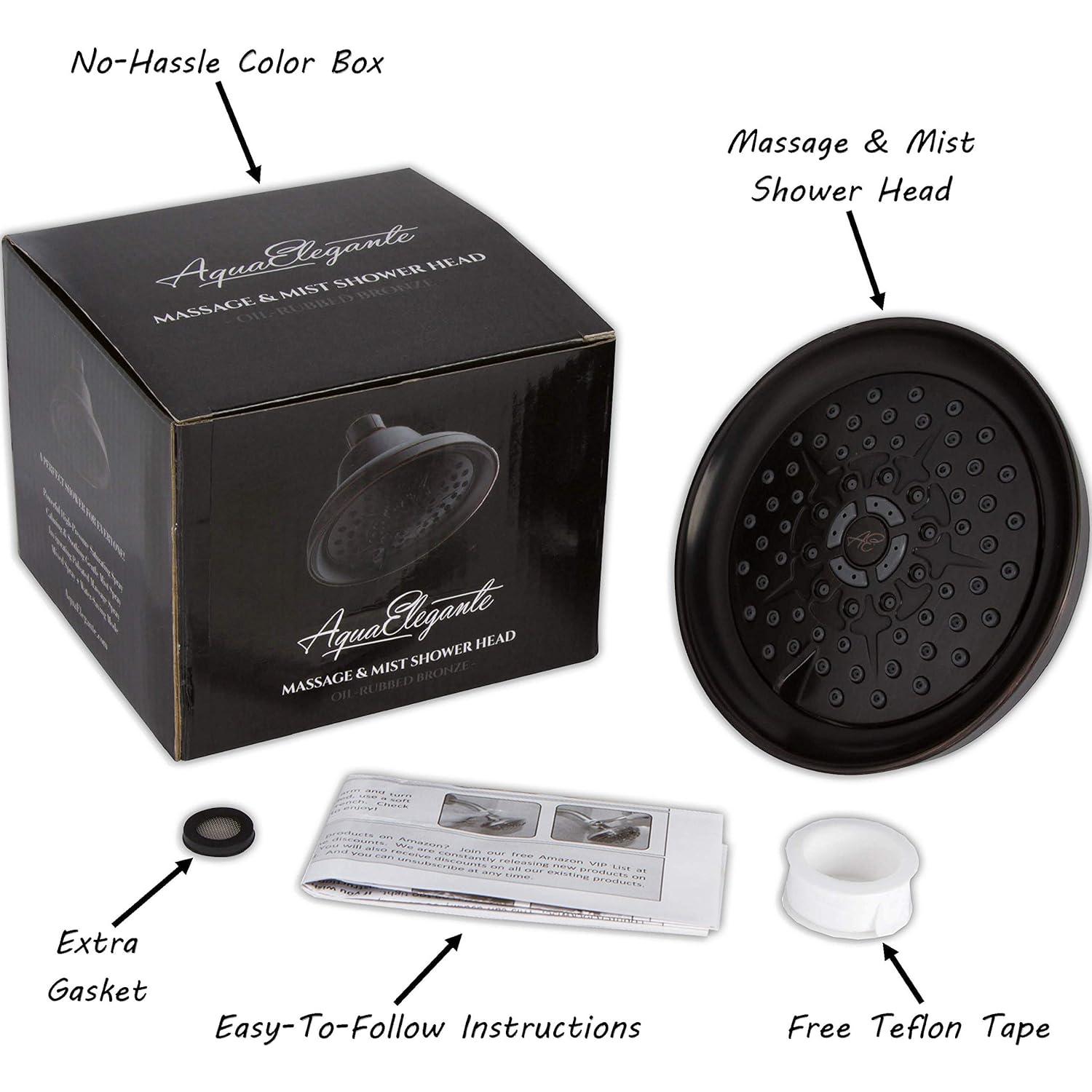 Cabezal de Ducha Aqua Elegante Bronce Aceitado 9.5 LPM Masaje