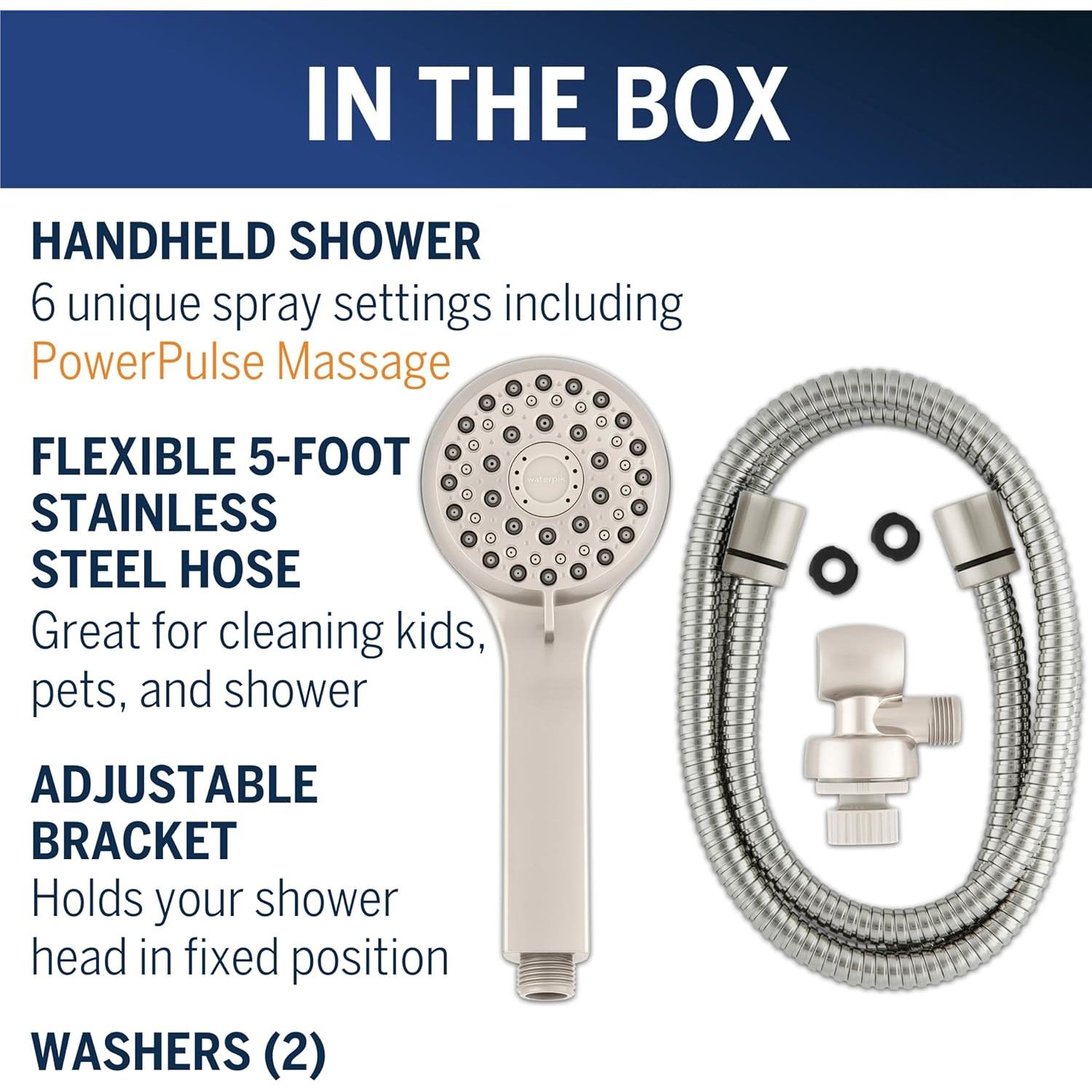 Cabezal de Ducha de Mano Waterpik XAL-649ME 6 Modos Níquel Cepillado