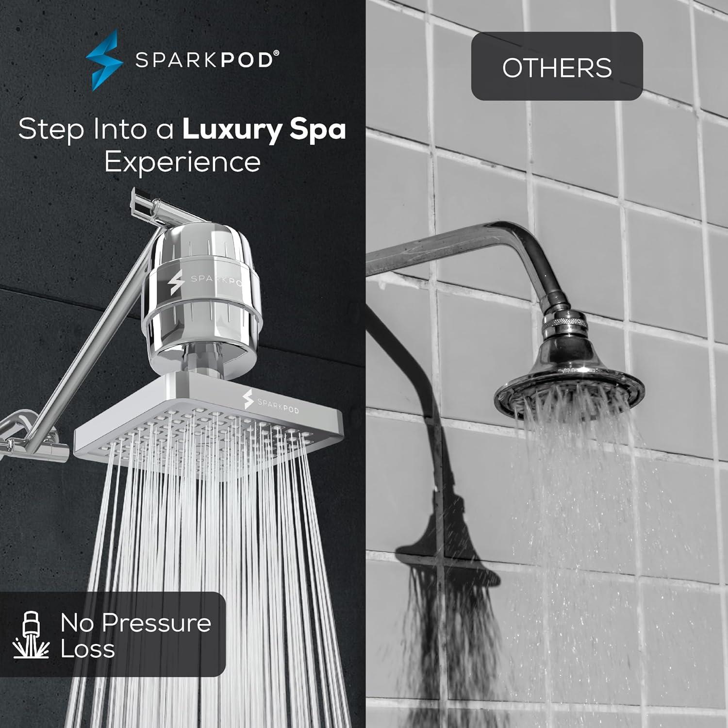 Cabezal de Ducha SparkPod 6" Alta Presión con Filtro 23 Etapas