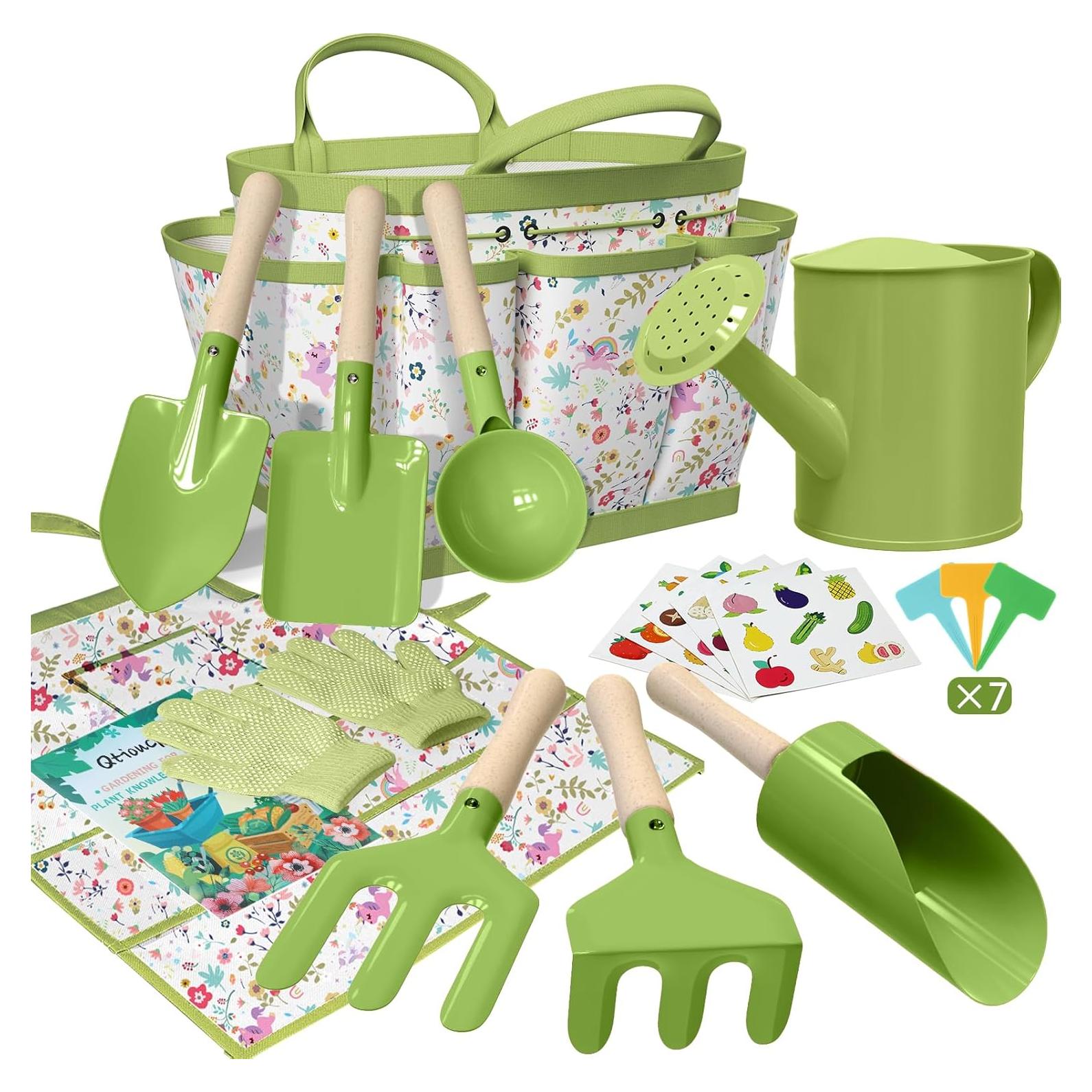Juego de Jardinería para Niños Qtioucp 14 Piezas con Bolsa