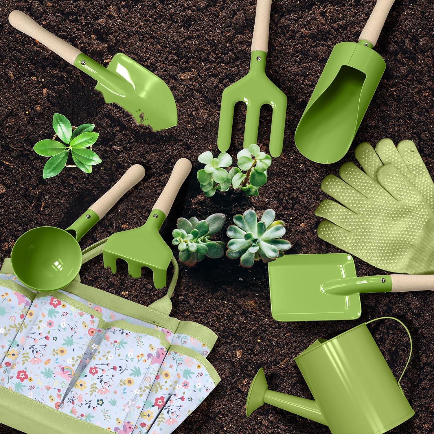 Juego de Jardinería para Niños Qtioucp 14 Piezas con Bolsa