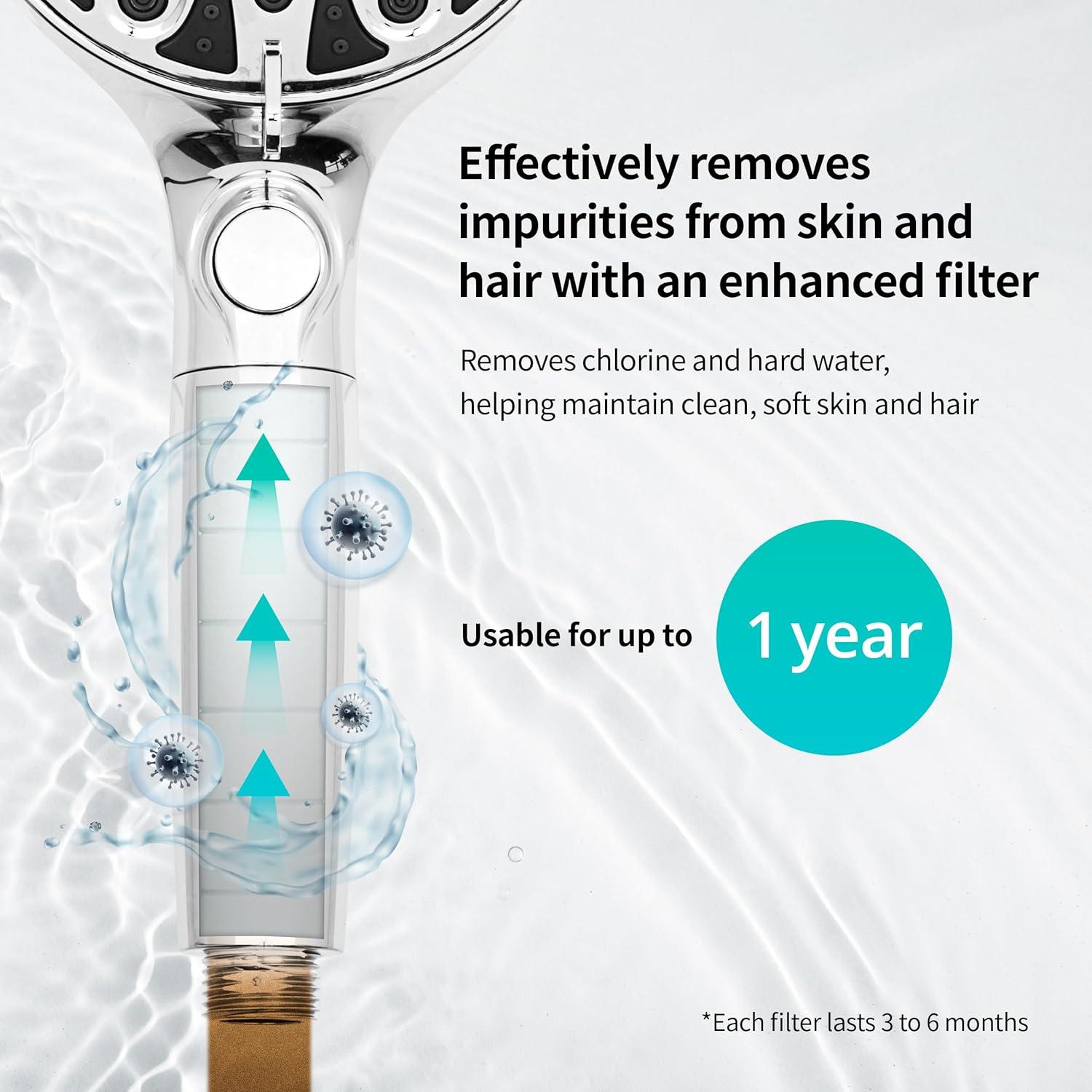 Cabezal de Ducha HYLER Alta Presión Cromo 9.5 LPM 8 Modos