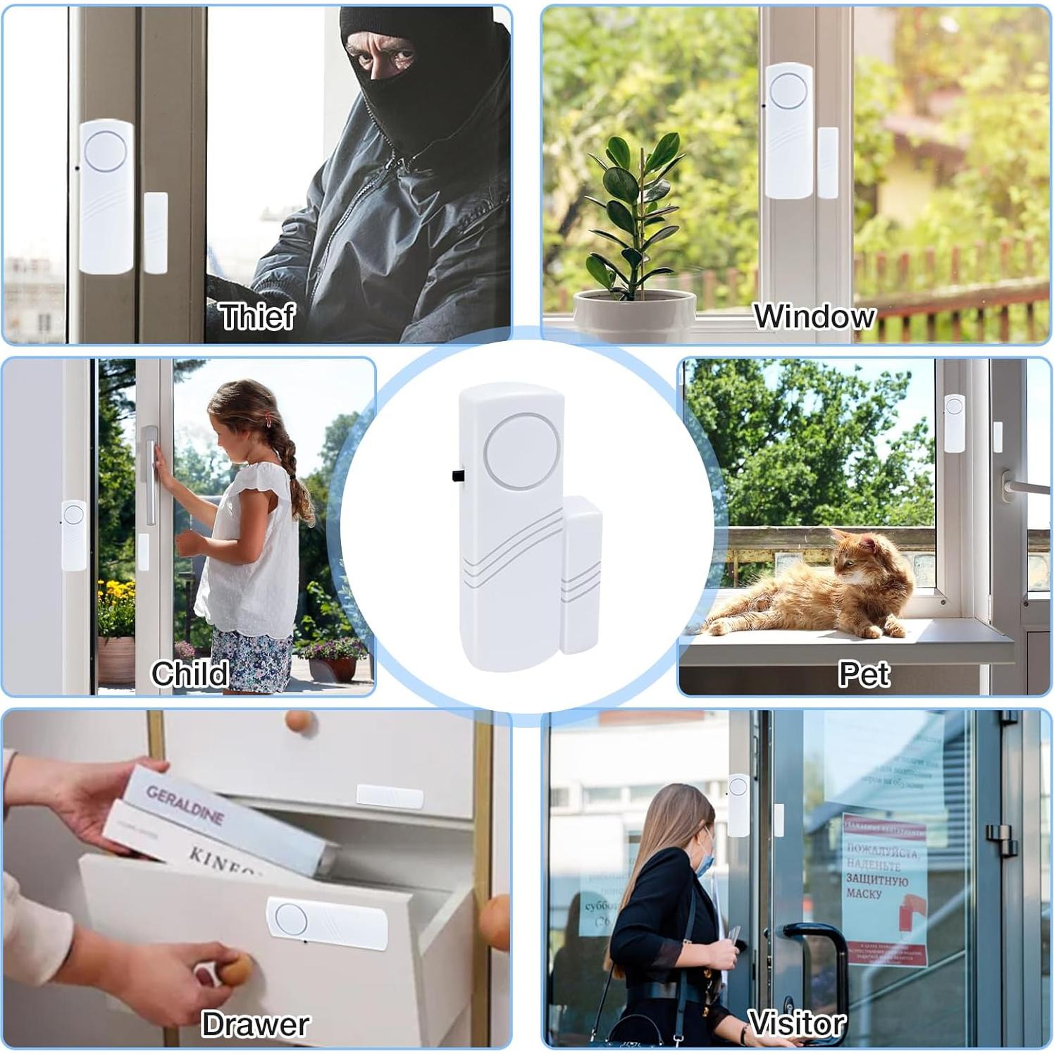 Alarma Inalámbrica de Puerta y Ventana 90dB FUNOJOY - Paquete de 20