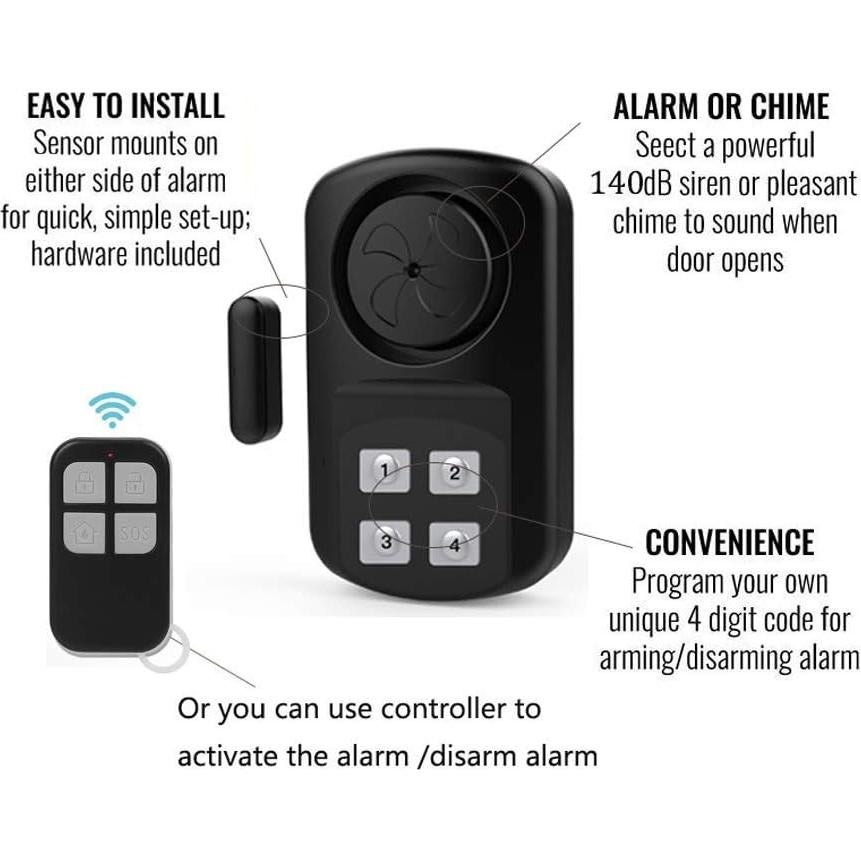 Alarma de Puerta Impermeable HENDUN 140 dB para Exterior