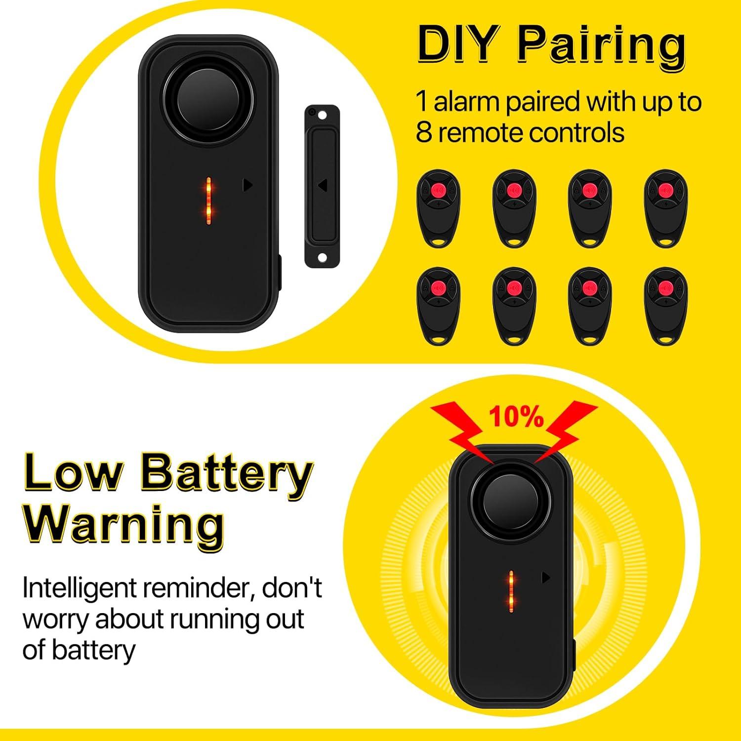 Alarmas de Puerta y Ventana NineLeaf 108dB Impermeables 8 Piezas