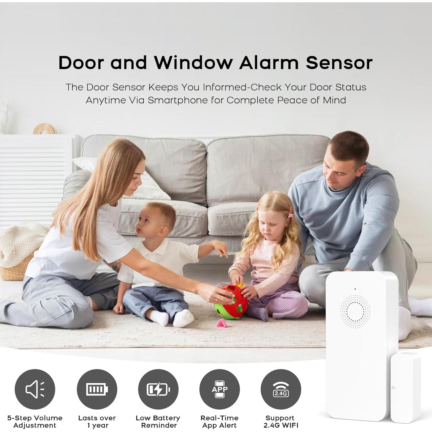 Sensor de Alarma Inalámbrico Clouree para Ventanas y Puertas