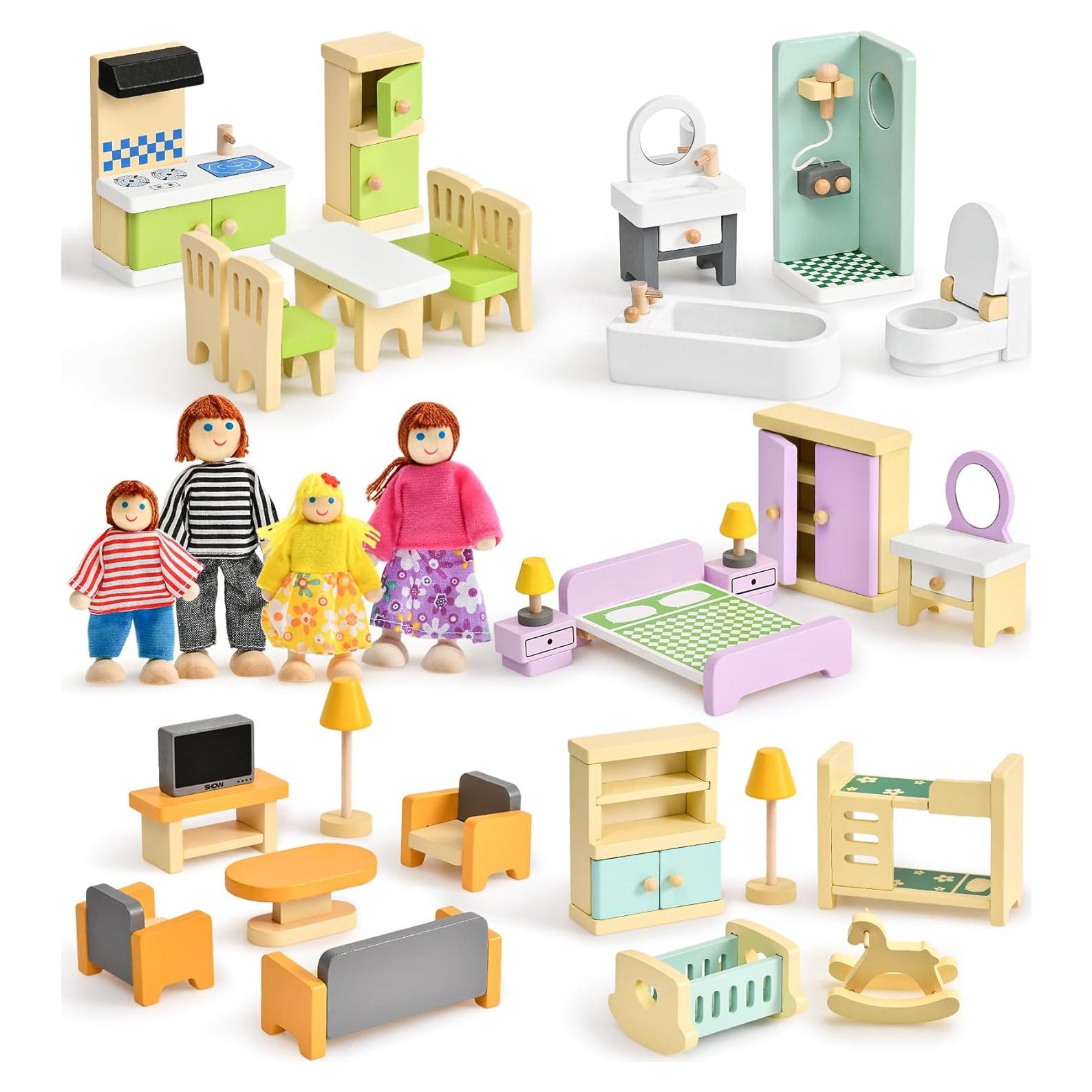 Juego de Muebles de Casa de Muñecas Toyssa 36 Piezas Colorido