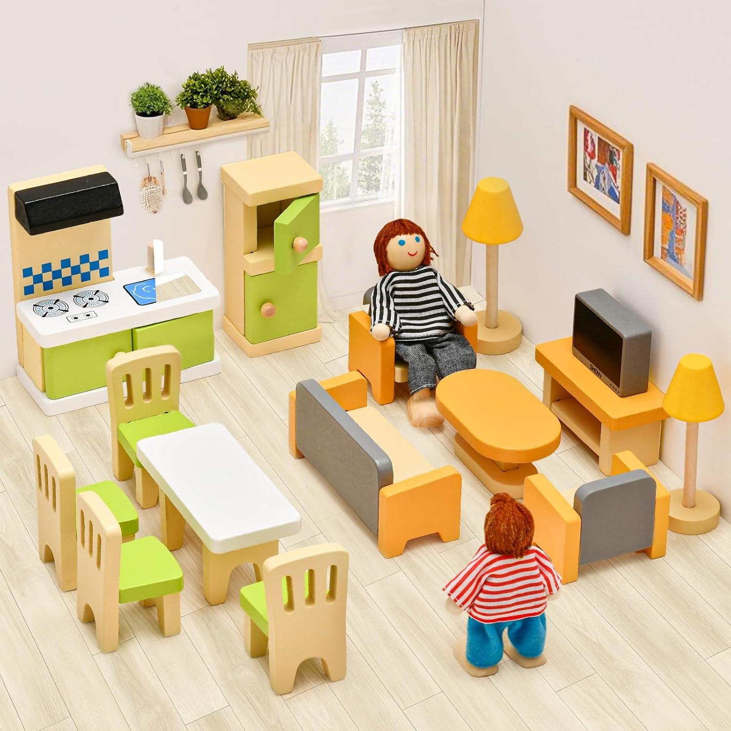 Juego de Muebles de Casa de Muñecas Toyssa 36 Piezas Colorido