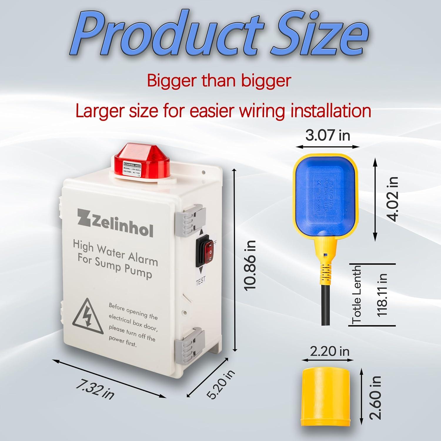 Panel de Control de Alarma de Agua Zelinhol 110dB IP67