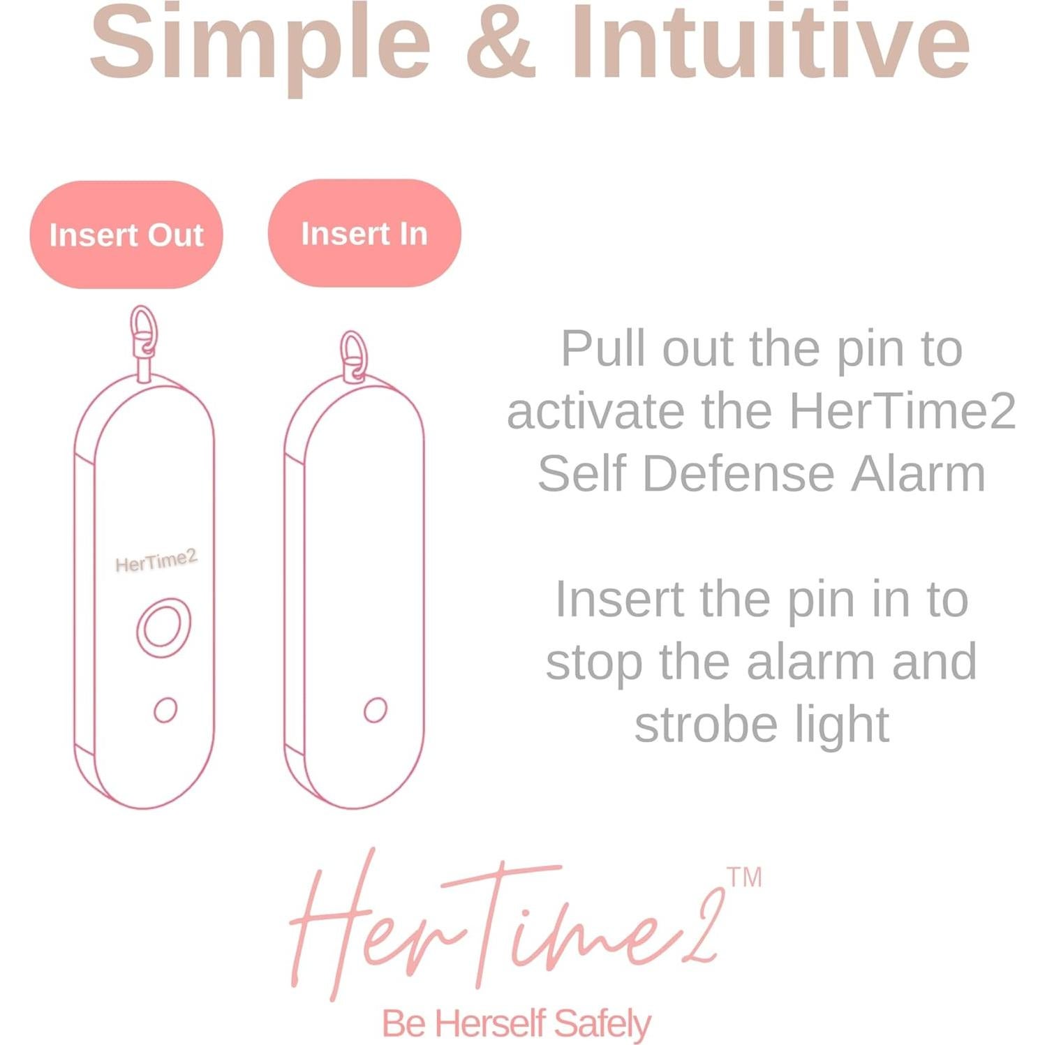 Alarma Personal HerTime2 para Mujeres - 130dB Resistente al Agua