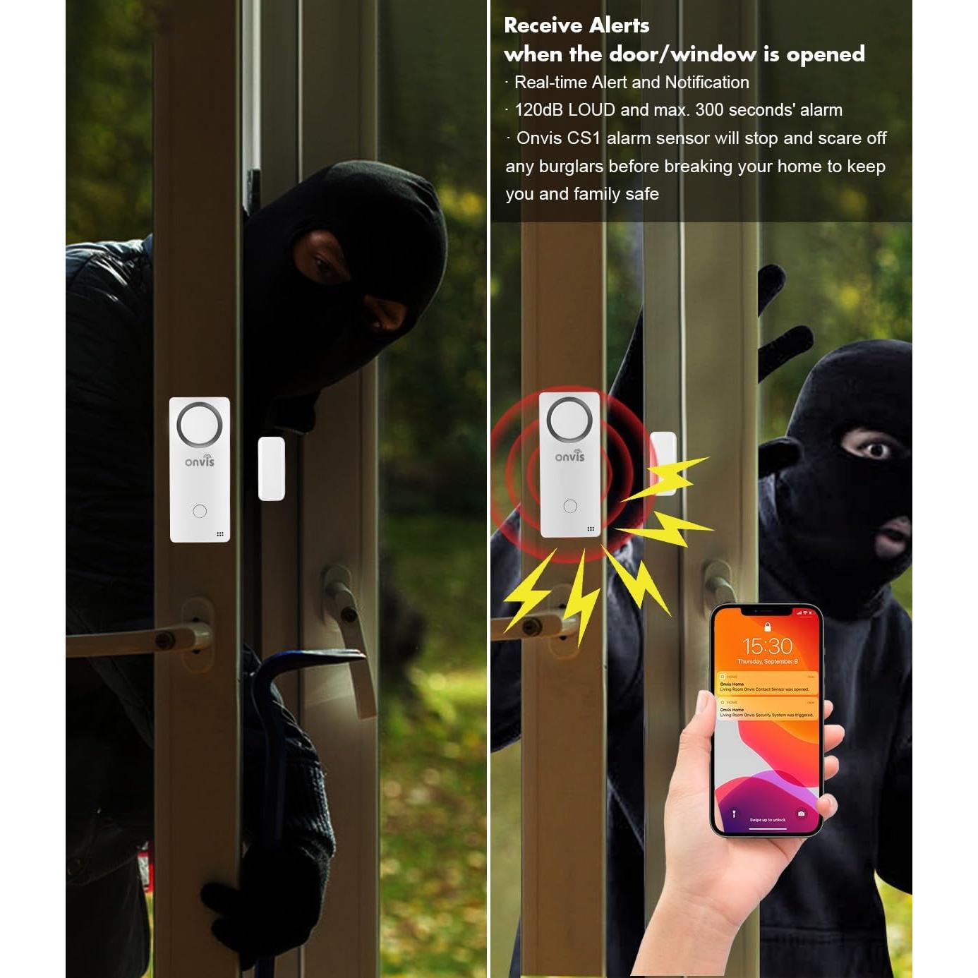 Sensor de contacto inalámbrico Onvis CS2 para alarma y hogar inteligente