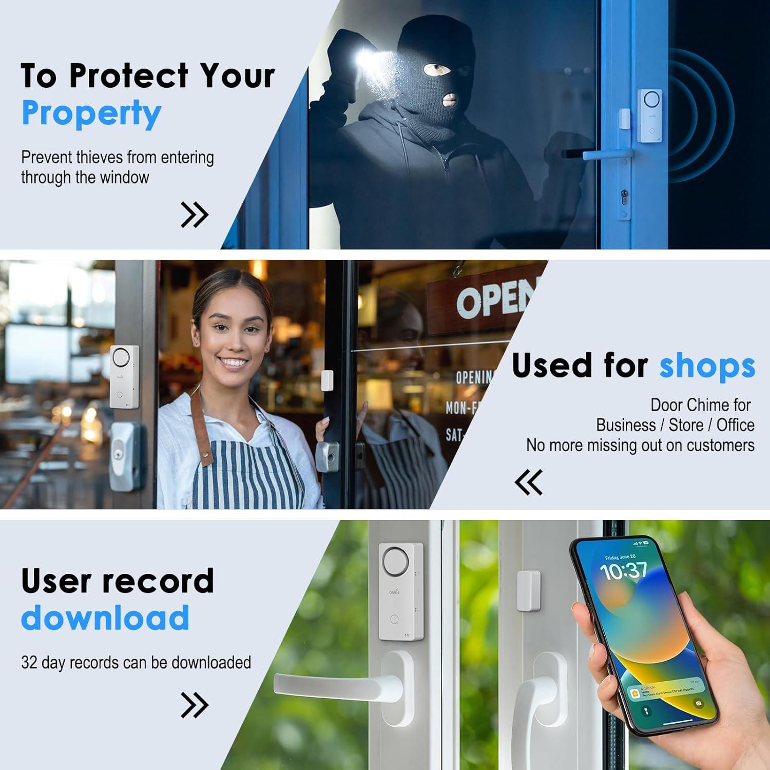 Sensor de contacto inalámbrico Onvis CS2 para alarma y hogar inteligente