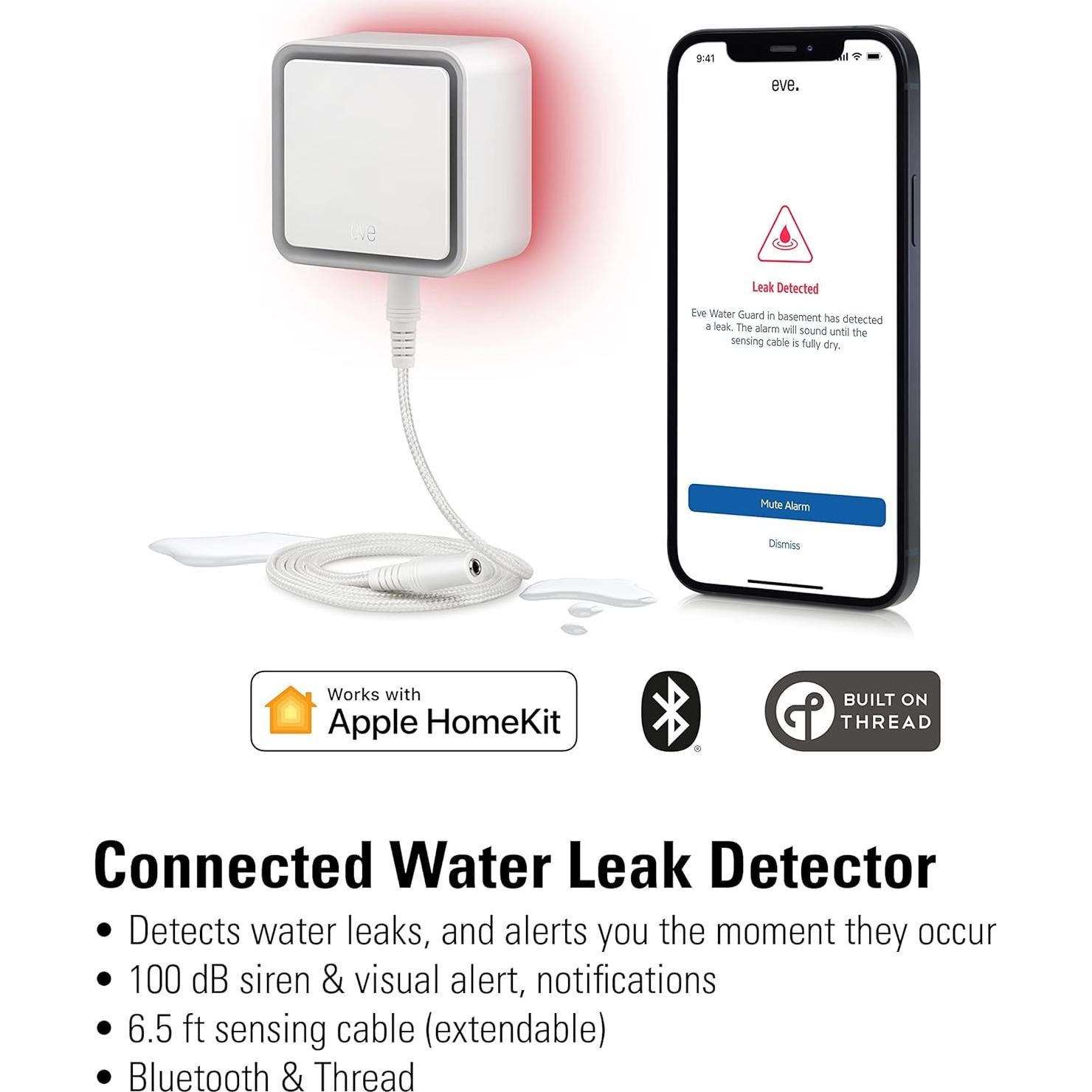 Detector de Fugas de Agua Eve Water Guard 2m Bluetooth HomeKit