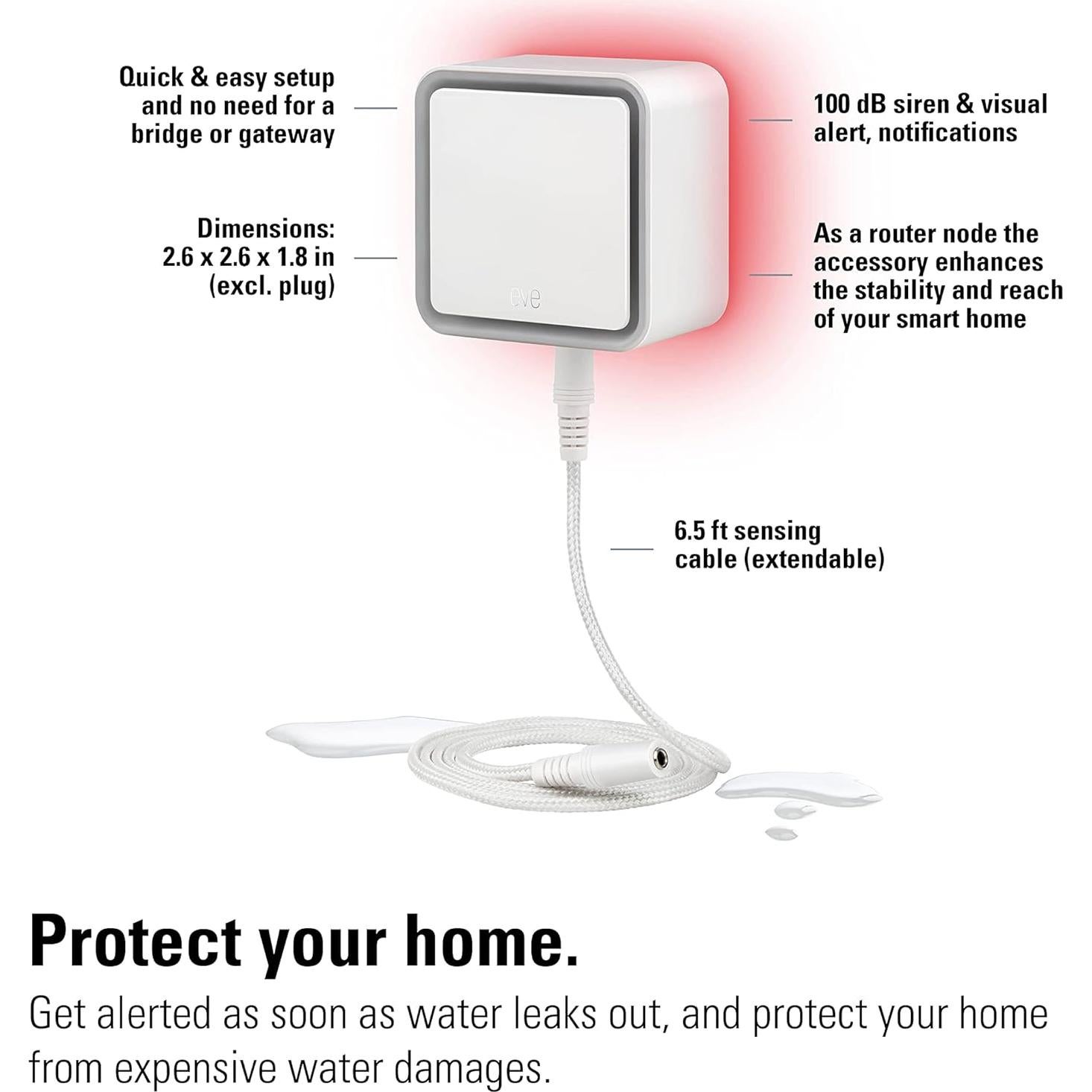 Detector de Fugas de Agua Eve Water Guard 2m Bluetooth HomeKit