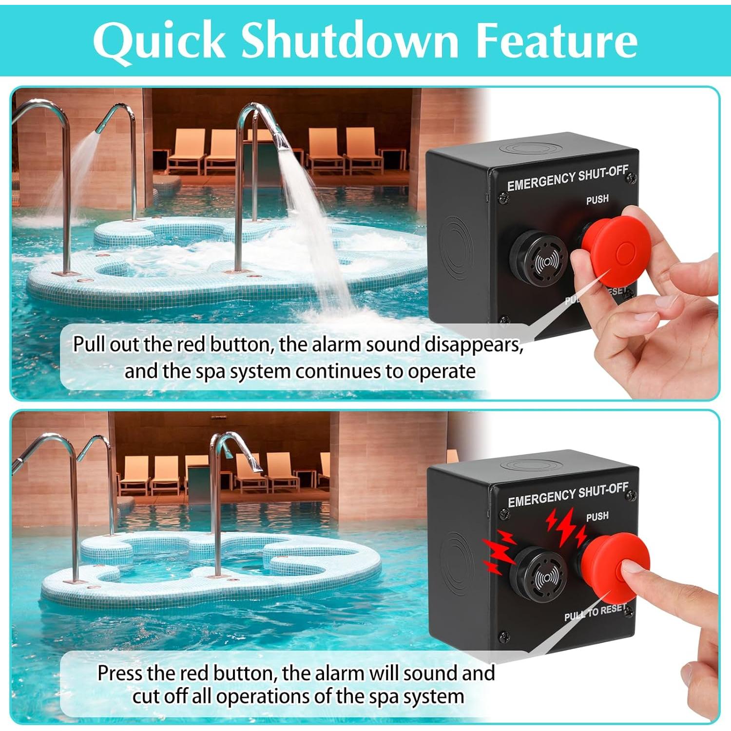 Interruptor de Apagado de Emergencia Haoguo 24VDC para Spa