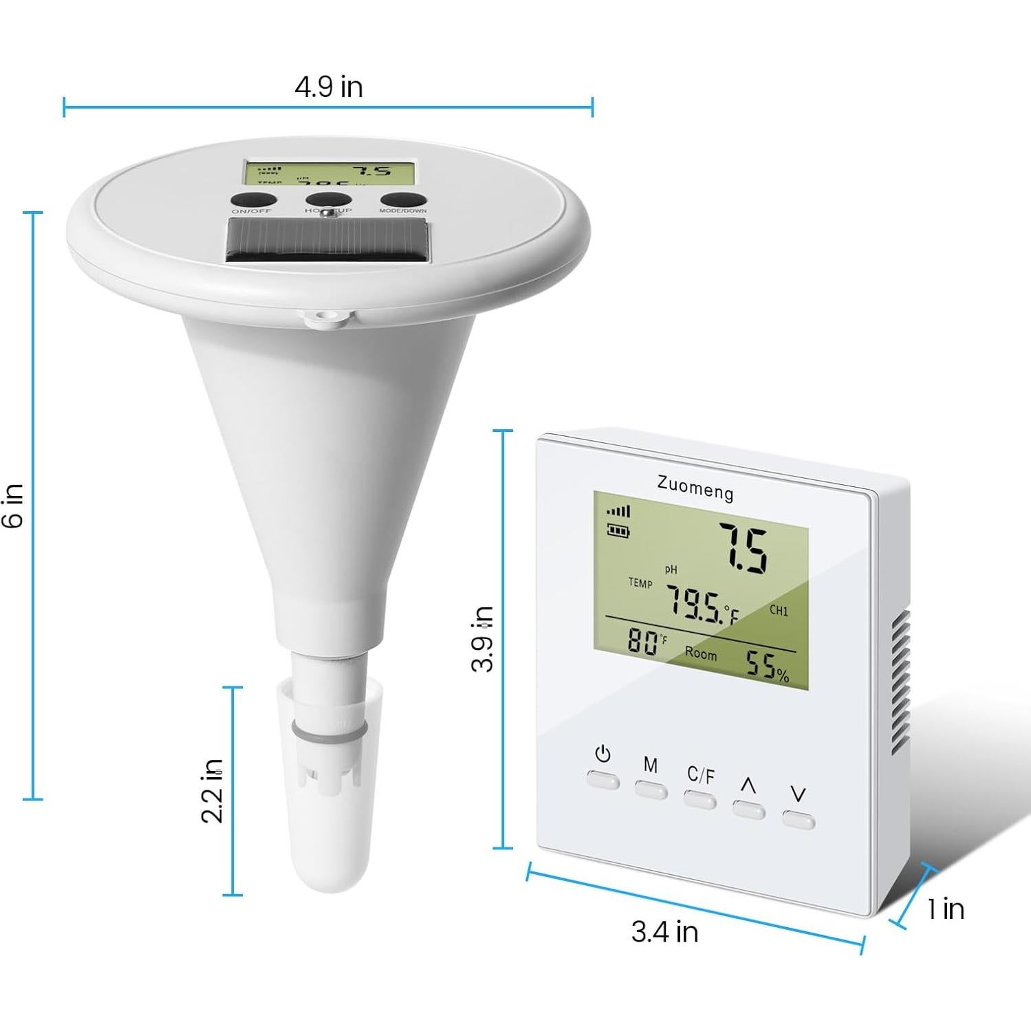 Monitor de Agua de Piscina Inalámbrico Zuomeng ZM-088 Solar